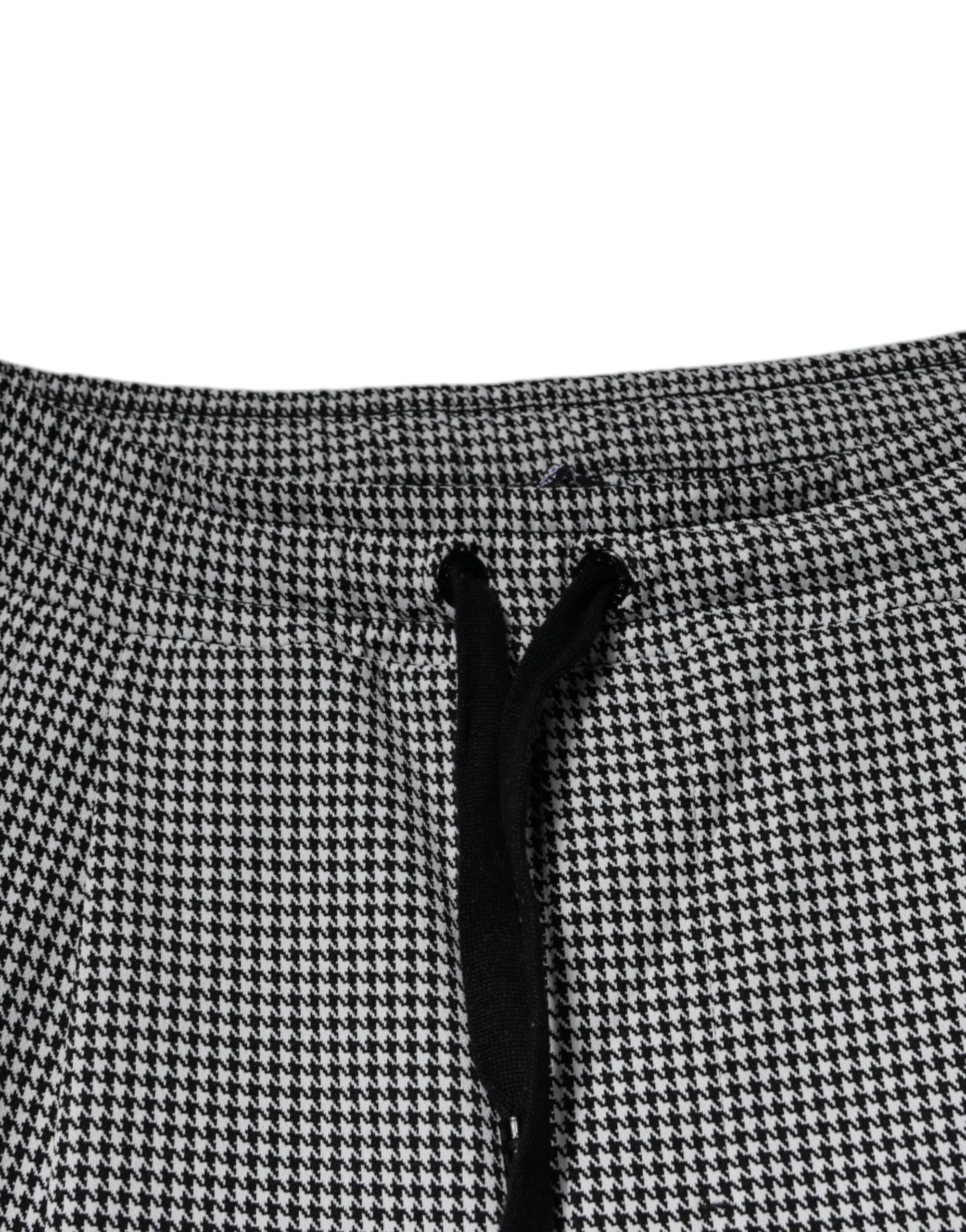 Pantalones de vestir ajustados con estampado de pata de gallo en blanco y negro de Dolce & Gabbana-5