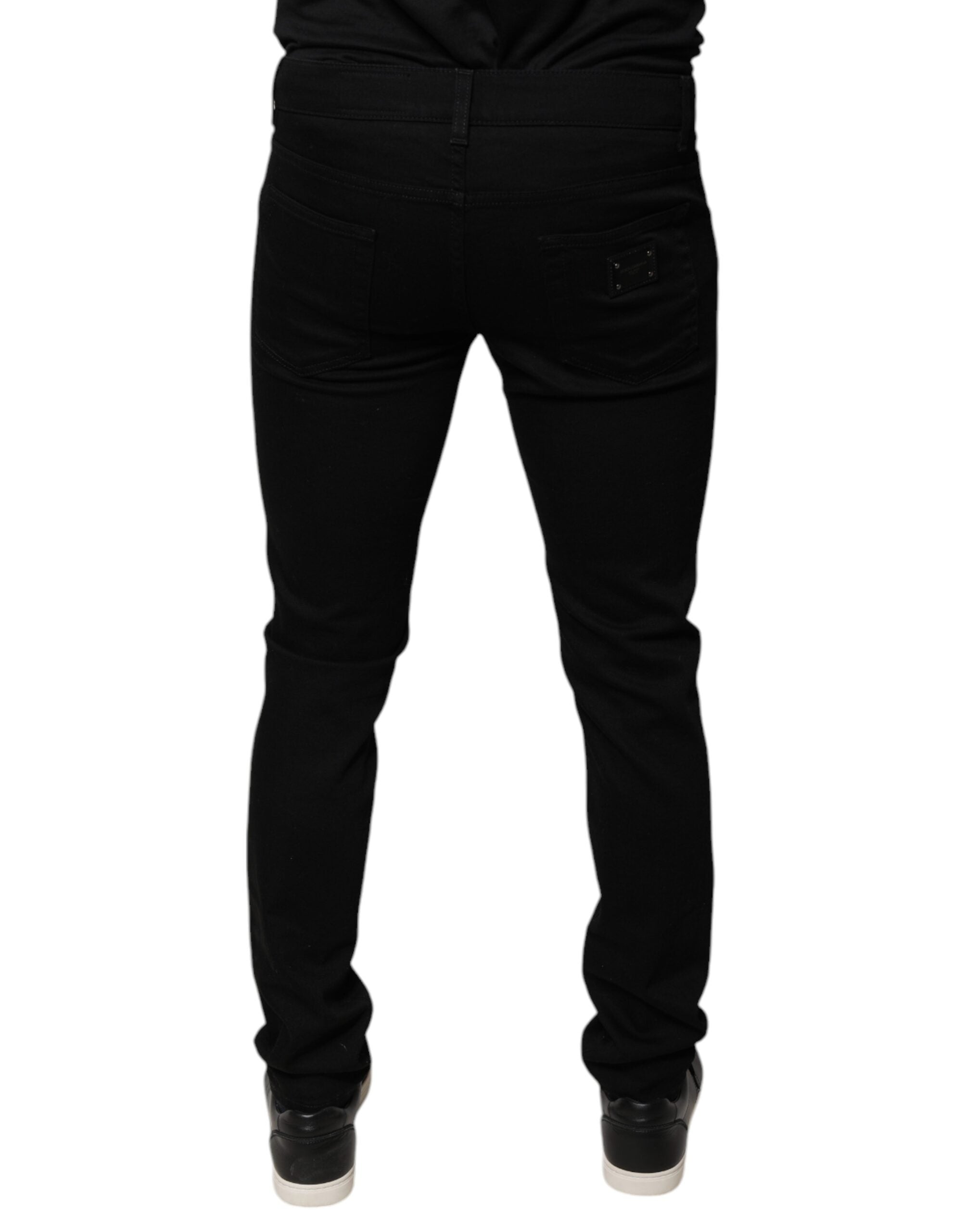 Dolce & Gabbana Black DG Crown Logo Cotton Skinny Denim Jeans-4