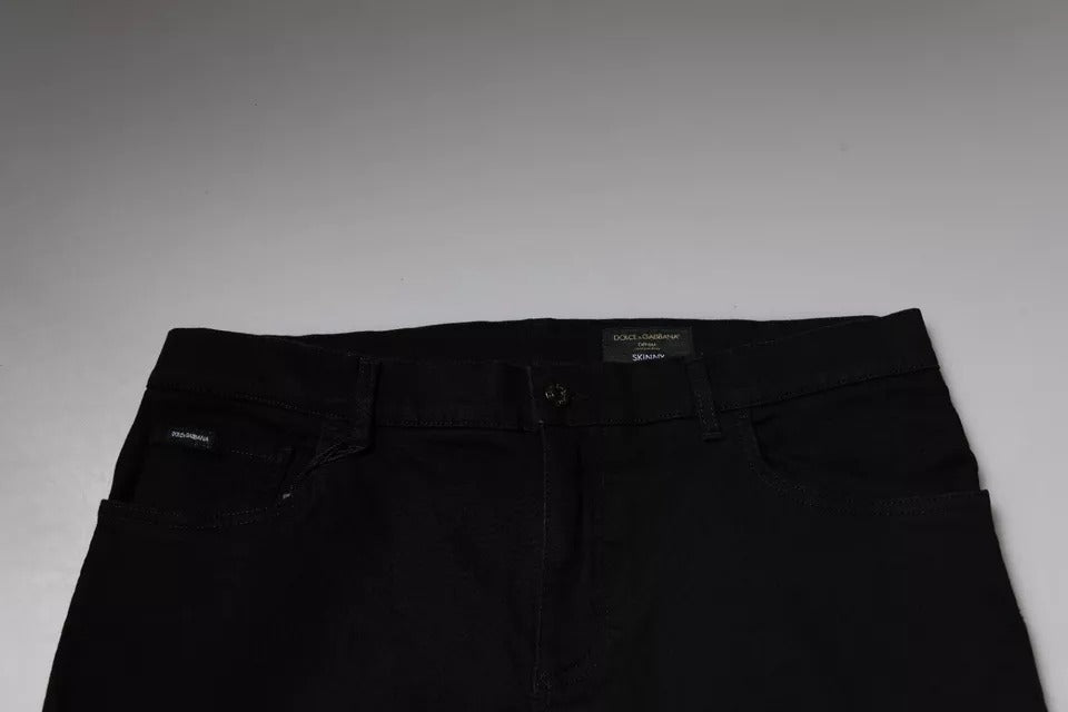 Vaqueros ajustados de algodón elástico con logotipo negro de Dolce & Gabbana-5