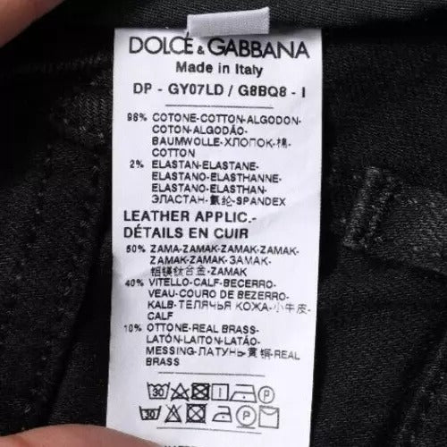 Vaqueros ajustados de algodón elástico con logotipo negro de Dolce & Gabbana-6