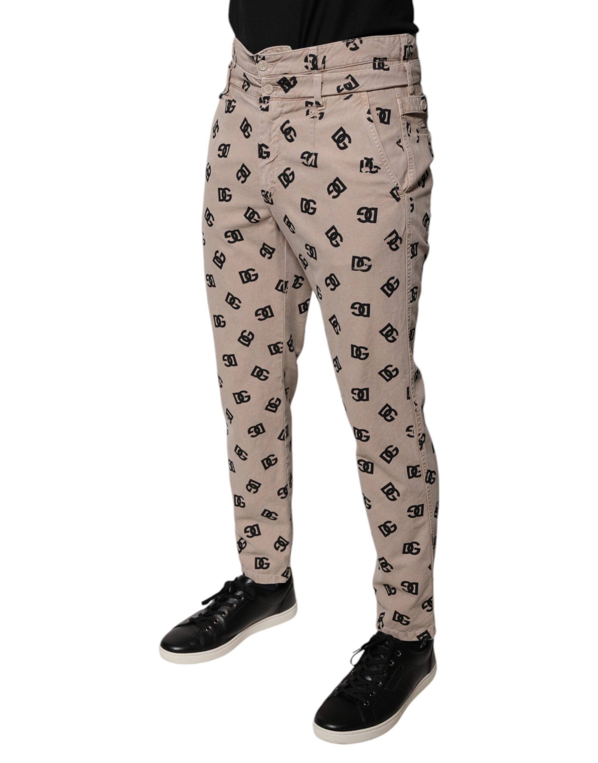 Dolce & Gabbana Beige Logo Cotton Skinny Denim Jeans-3