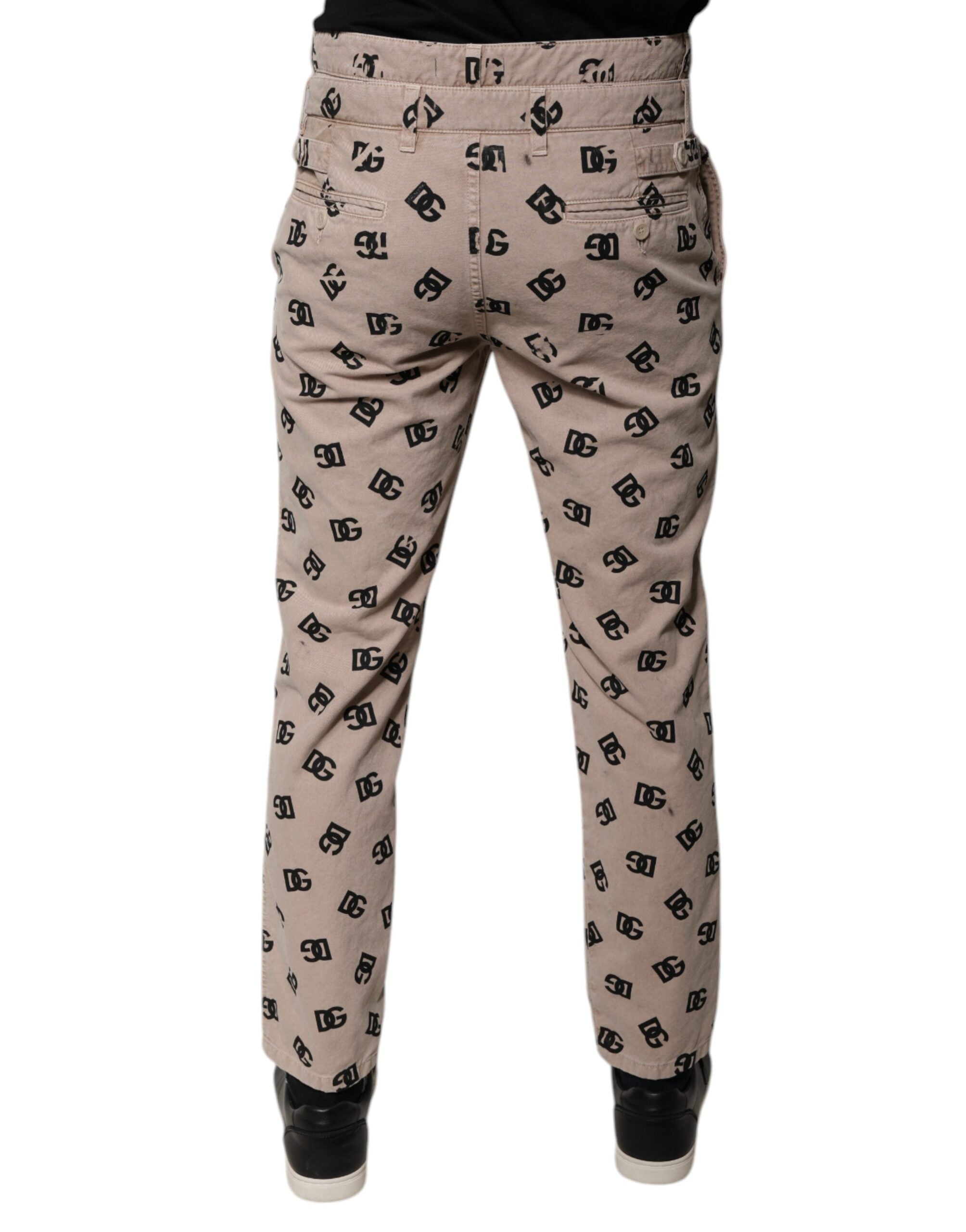 Dolce & Gabbana Beige Logo Cotton Skinny Denim Jeans-4