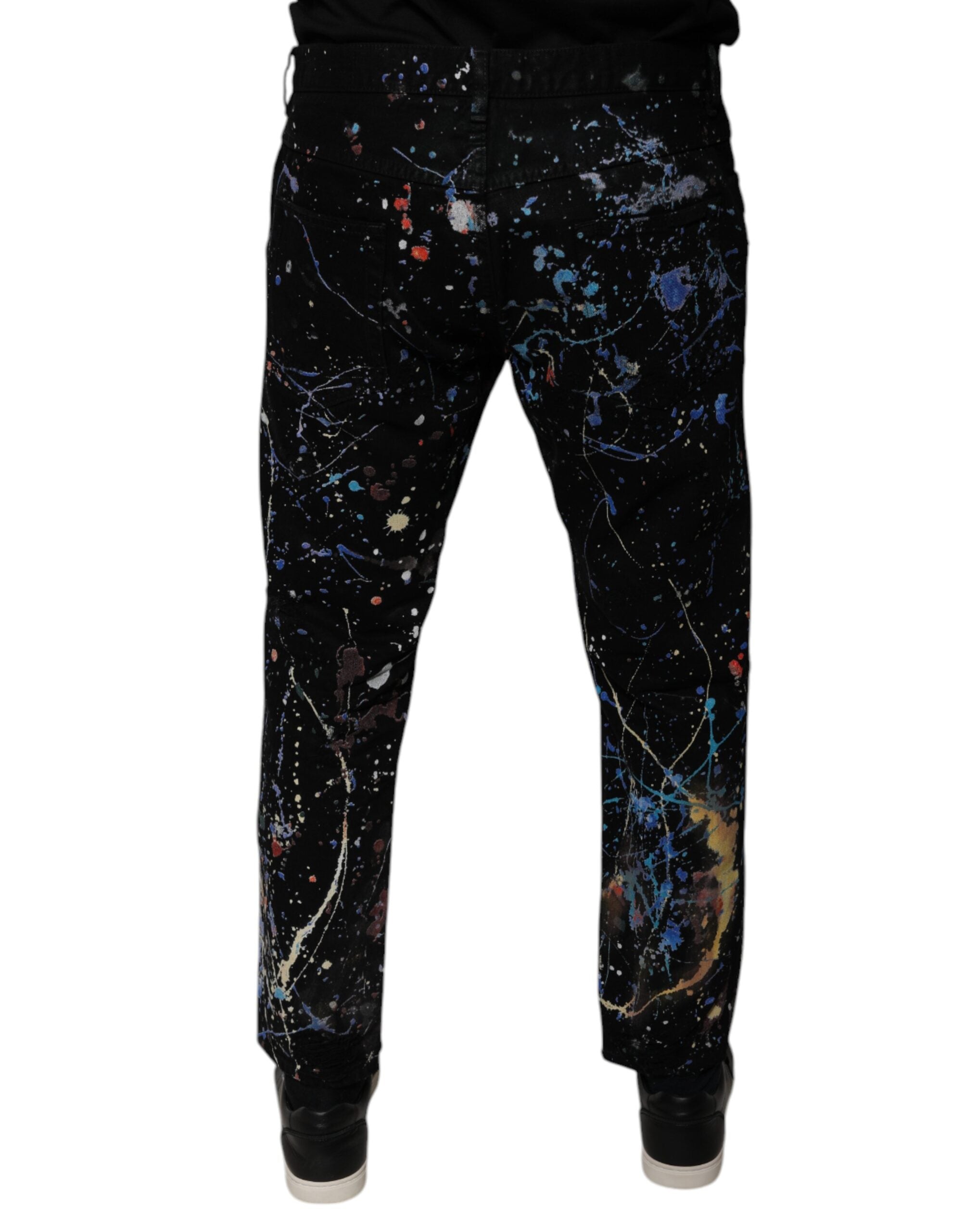 Dolce & Gabbana Black Color Splash Cotton Skinny Denim Jeans-4