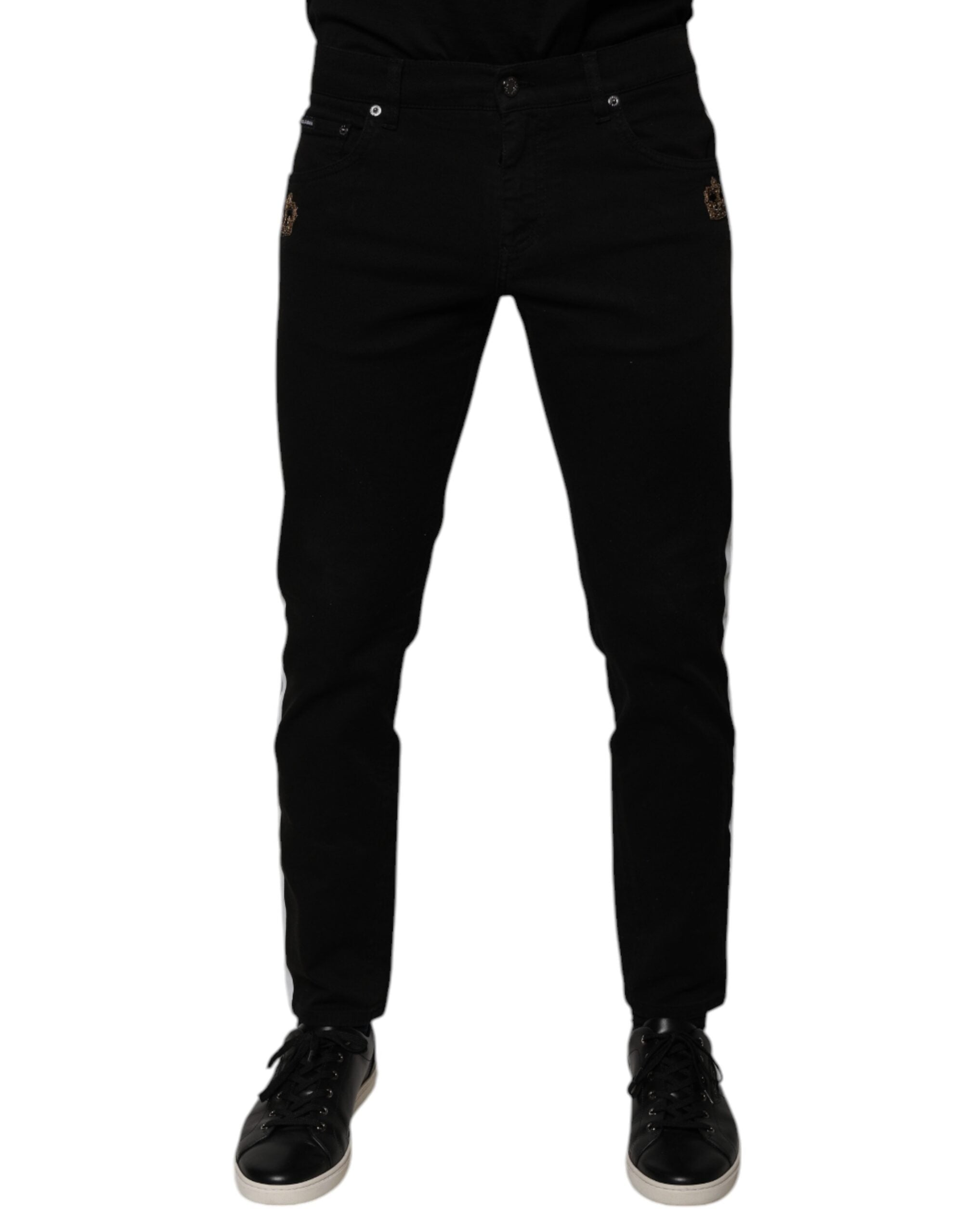 Dolce & Gabbana Black Crown White Lining Skinny Denim Jeans-2