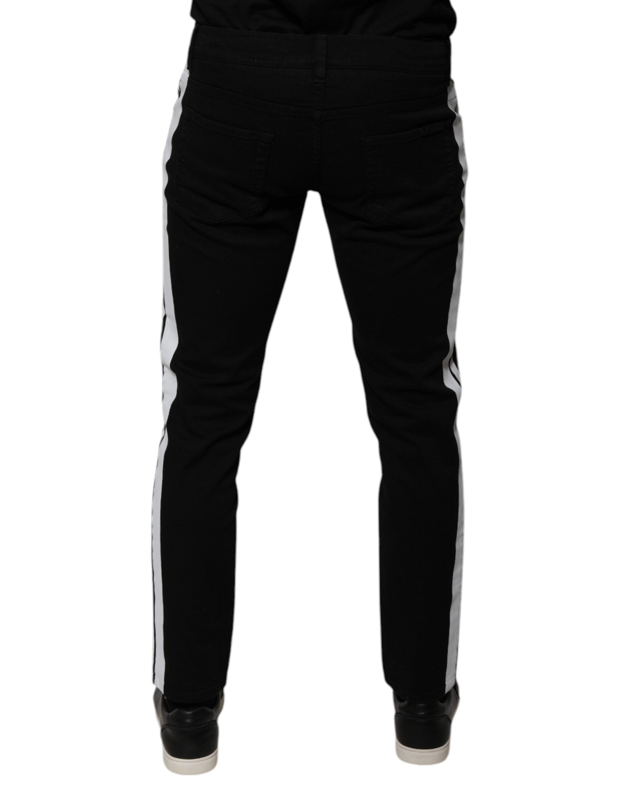 Dolce & Gabbana Black Crown White Lining Skinny Denim Jeans-4