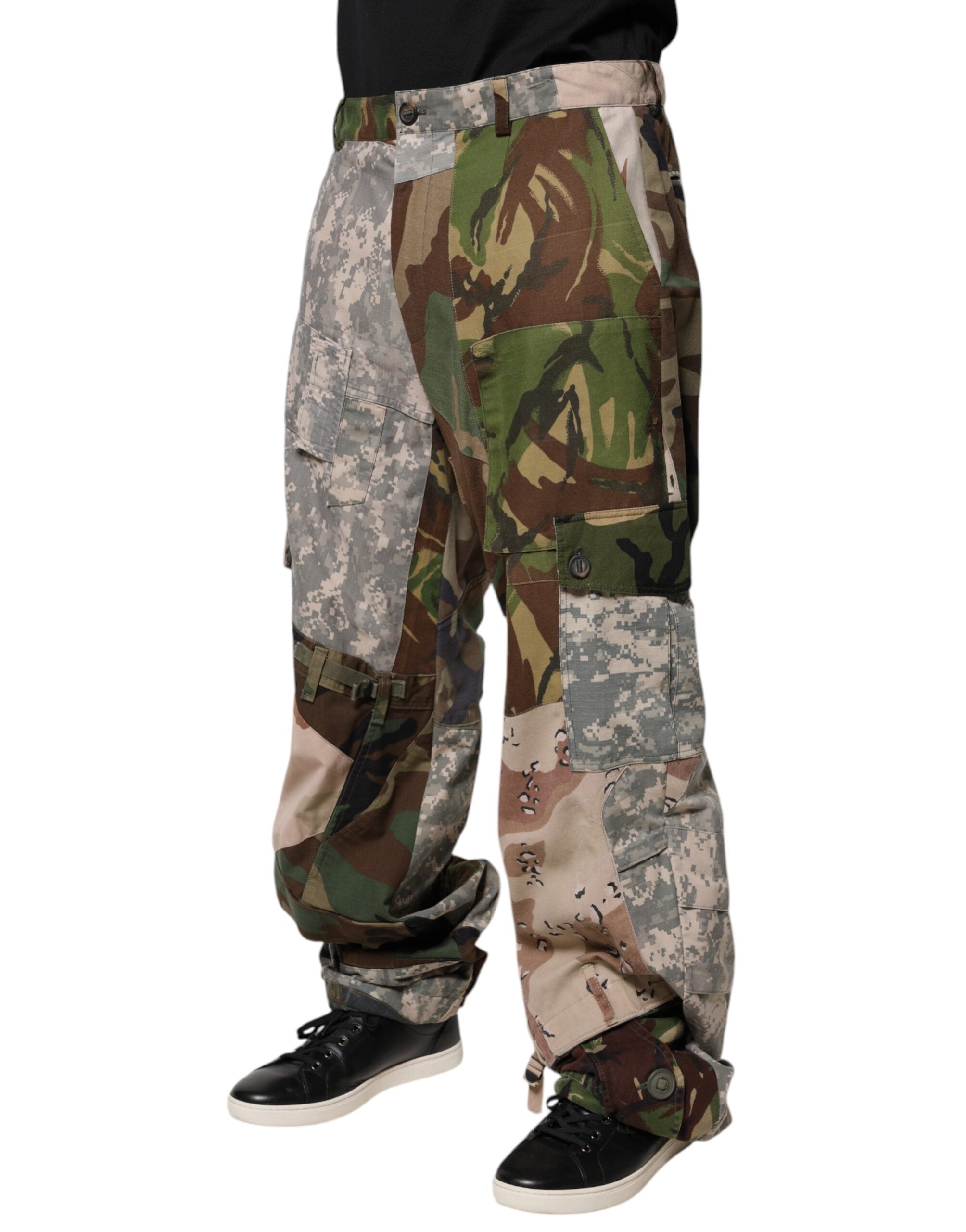 Dolce & Gabbana Multicolored Patchwork Cargo Pants in Camouflage Pattern-3