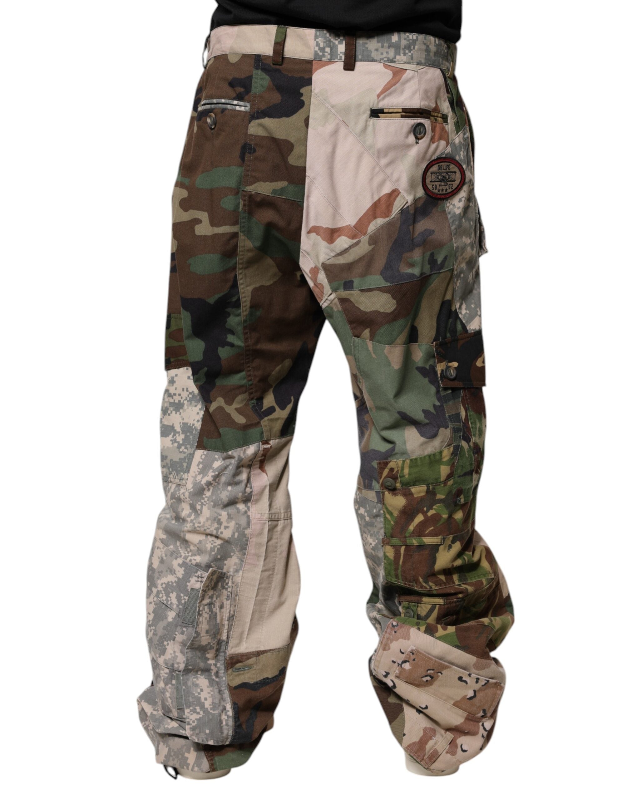 Dolce & Gabbana Multicolored Patchwork Cargo Pants in Camouflage Pattern-4