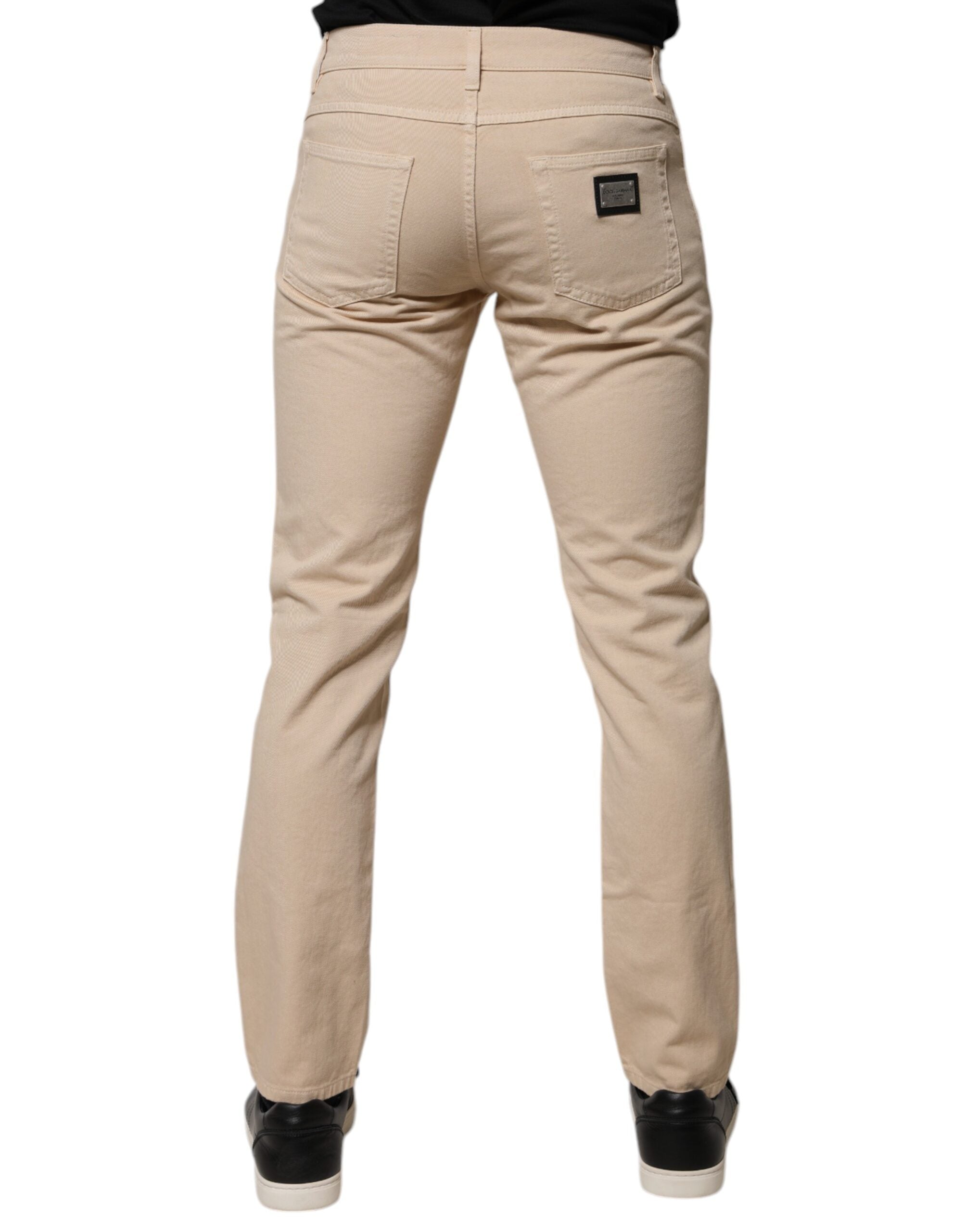 Dolce & Gabbana Beige Cotton Stretch Regular Men's Denim Jeans-4