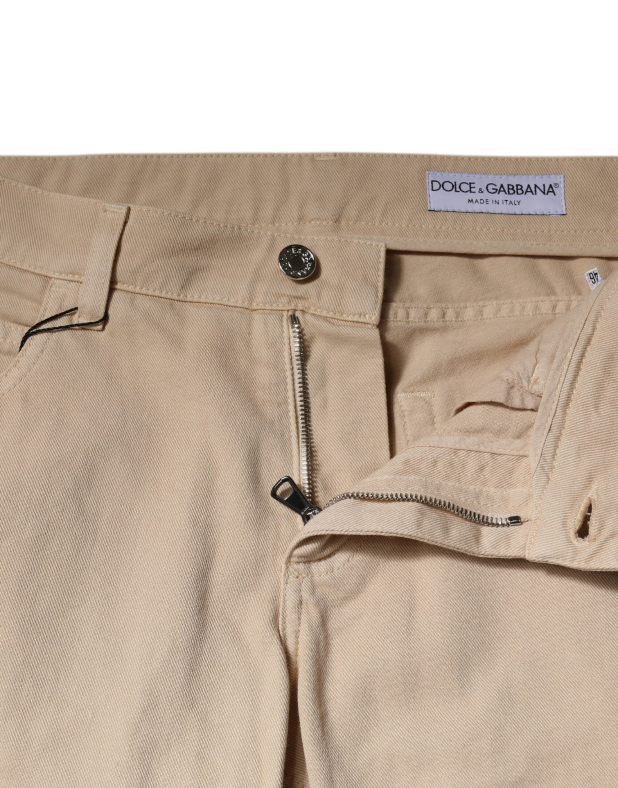 Dolce & Gabbana Beige Cotton Stretch Regular Men's Denim Jeans-5
