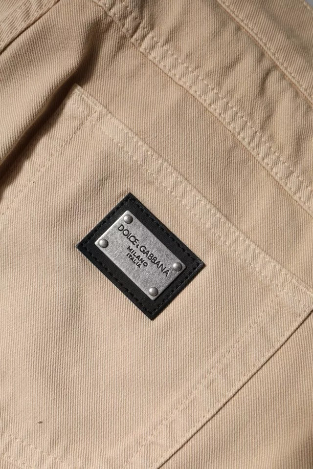 Dolce & Gabbana Beige Cotton Stretch Regular Men's Denim Jeans-6
