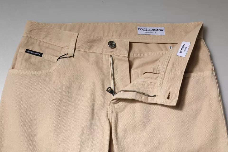 Dolce & Gabbana Beige Cotton Stretch Regular Men's Denim Jeans-7