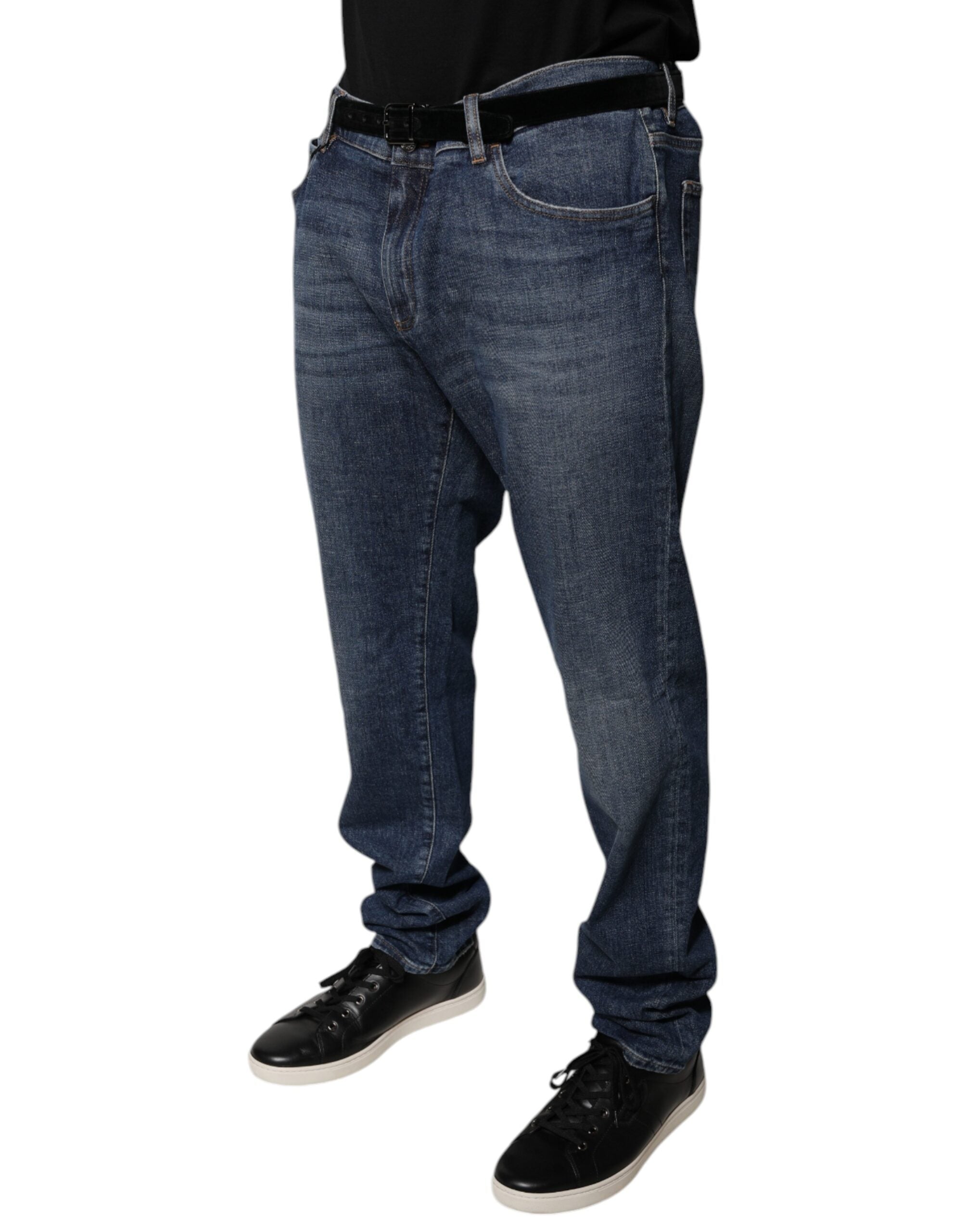 Dolce & Gabbana Dunkelblaue Logo-Skinny-Denim-Jeans aus Baumwolle-3