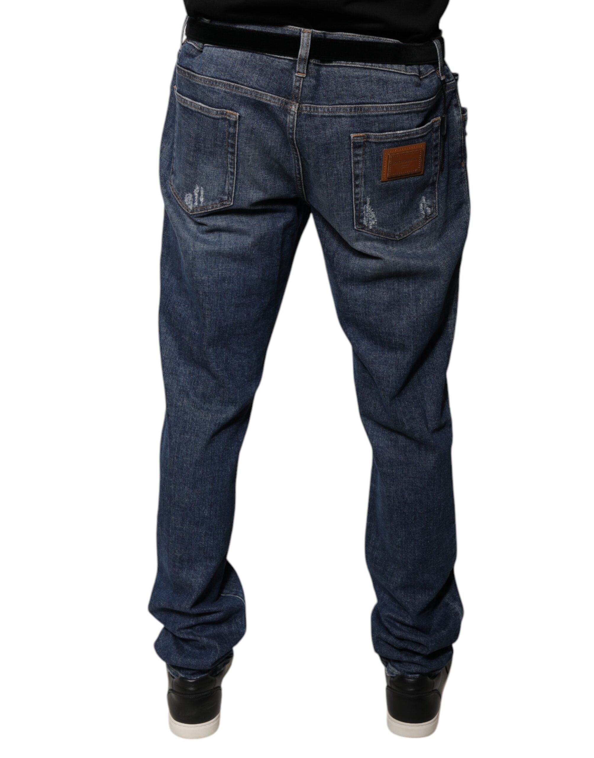 Dolce & Gabbana Dunkelblaue Logo-Skinny-Denim-Jeans aus Baumwolle-4