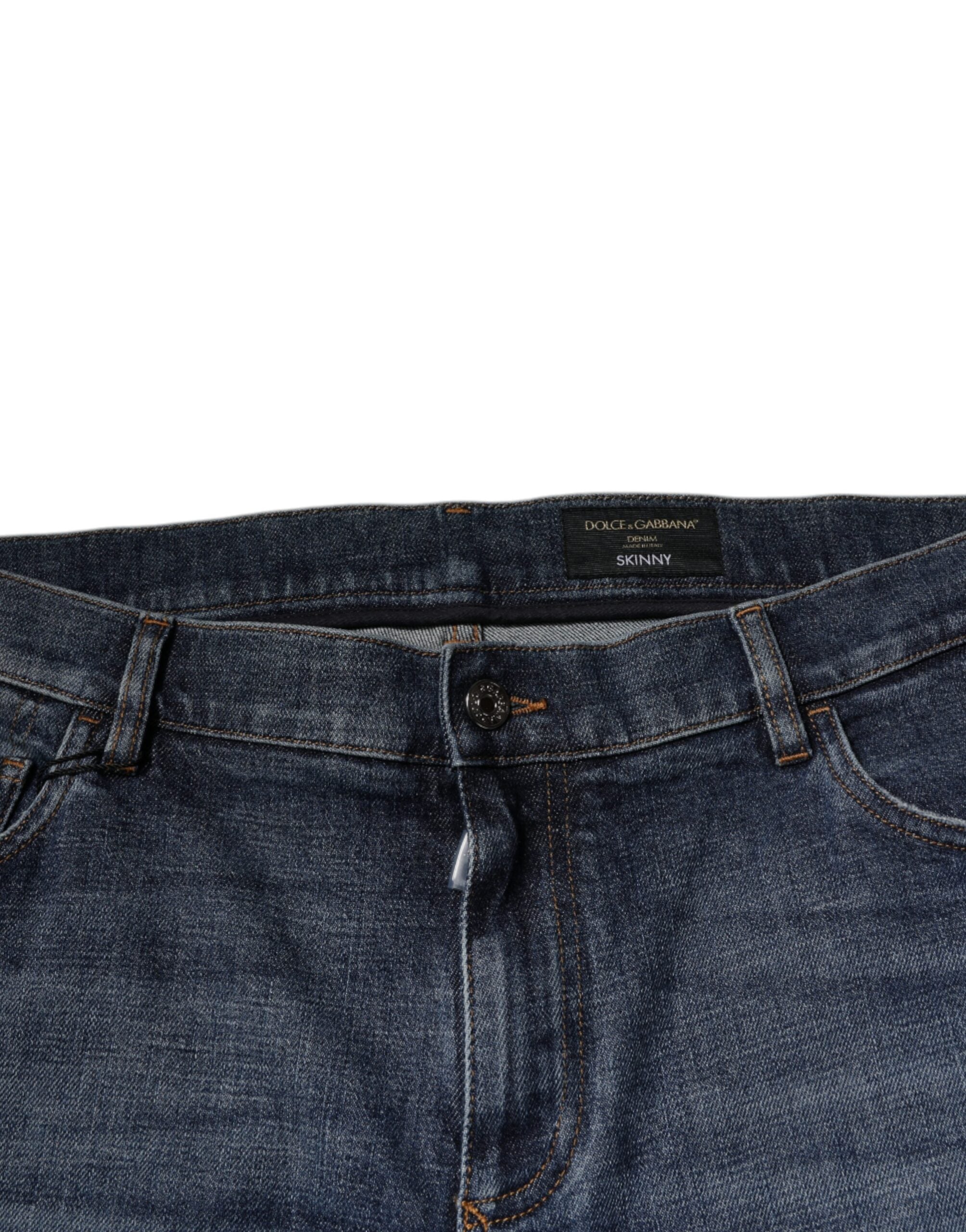 Dolce & Gabbana Dunkelblaue Logo-Skinny-Denim-Jeans aus Baumwolle-5