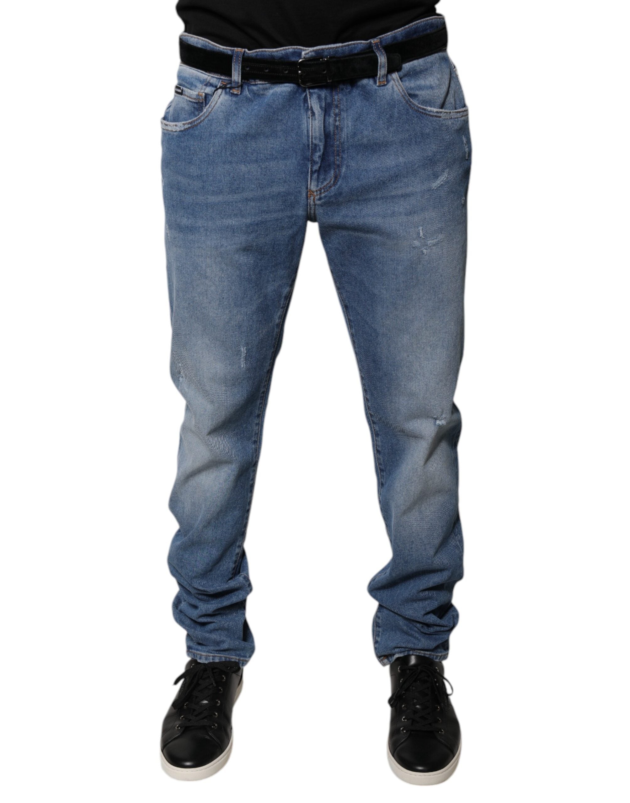 Dolce & Gabbana Light Blue Cotton Men's Skinny Denim Jeans-2