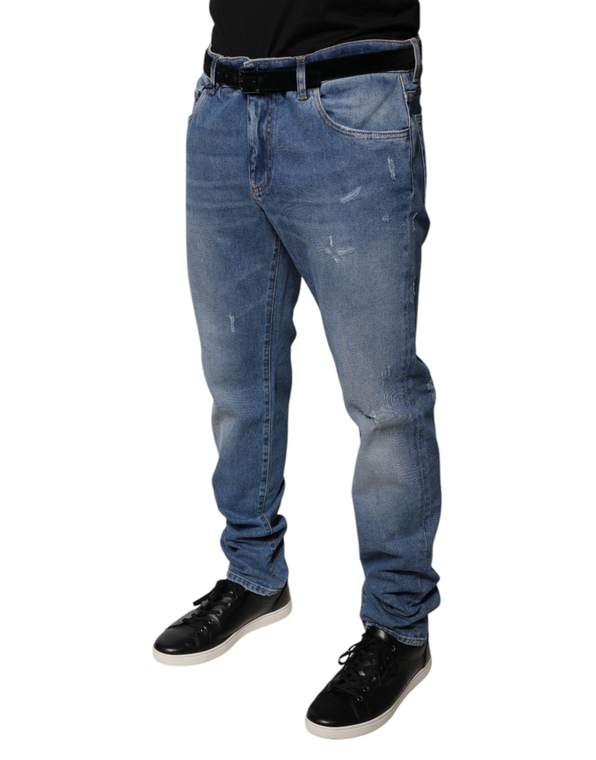 Dolce & Gabbana Light Blue Cotton Men's Skinny Denim Jeans-3