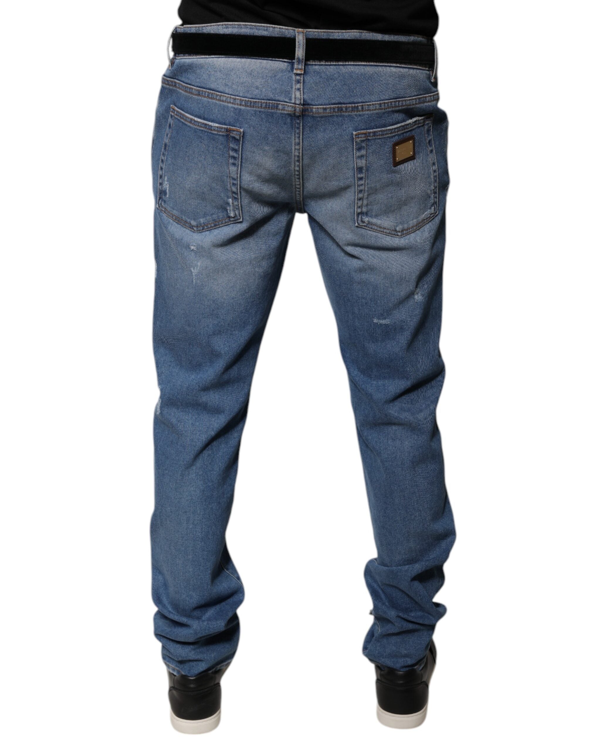 Dolce & Gabbana Light Blue Cotton Men's Skinny Denim Jeans-4