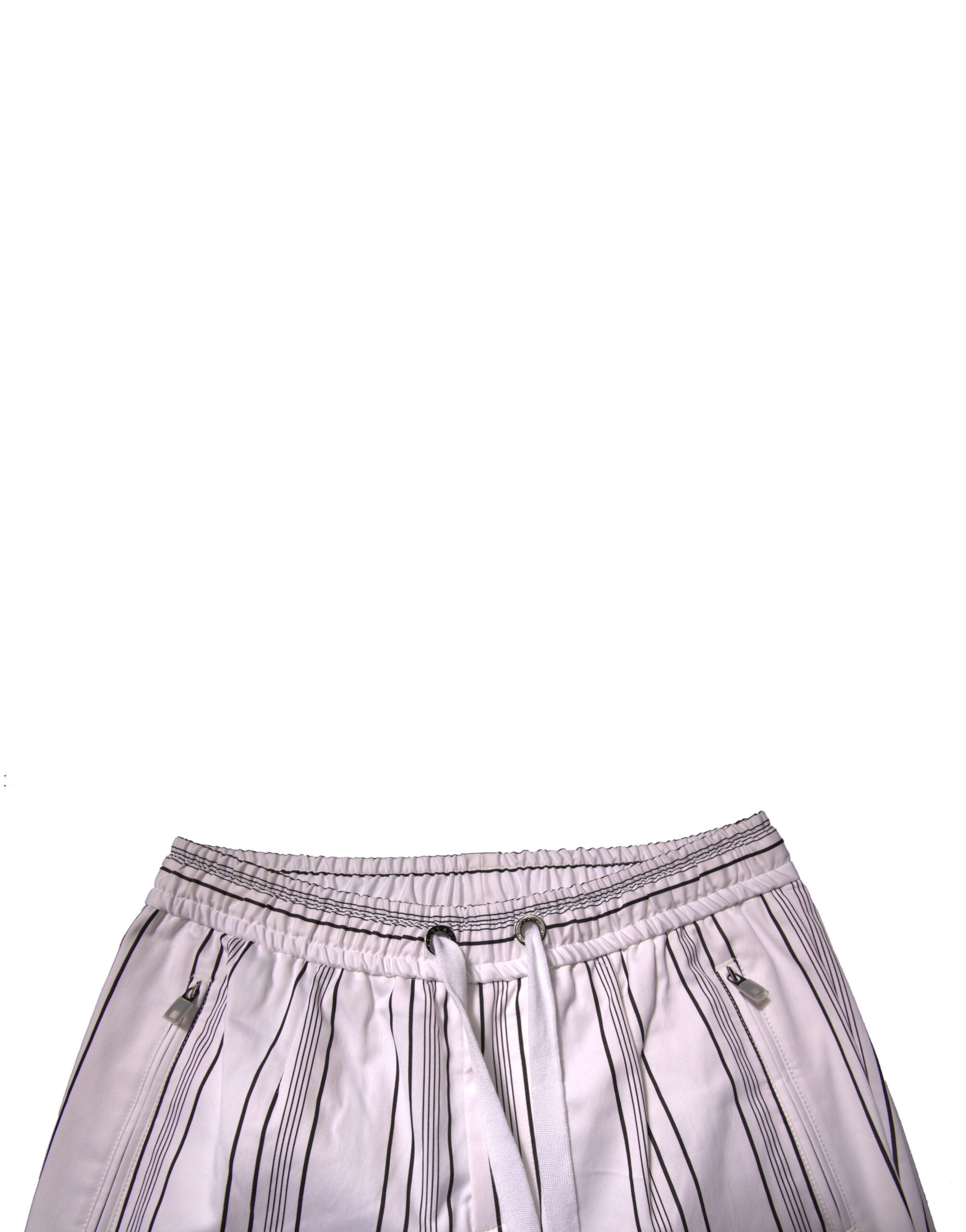 Dolce & Gabbana White Striped Cotton Dress Skinny Pants-5