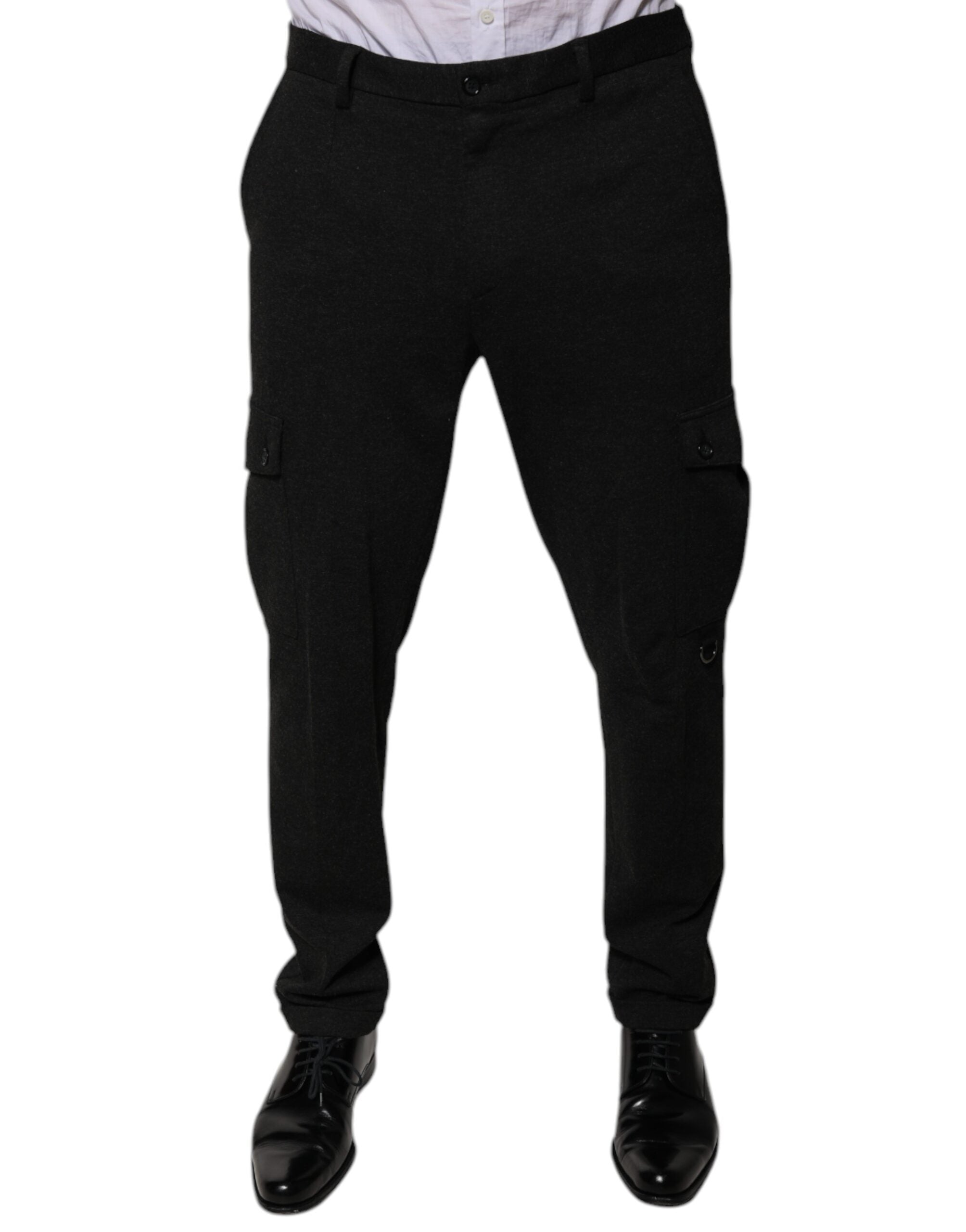 Dolce & Gabbana Schwarze Viskose Cargo Herren Freizeithosen-2