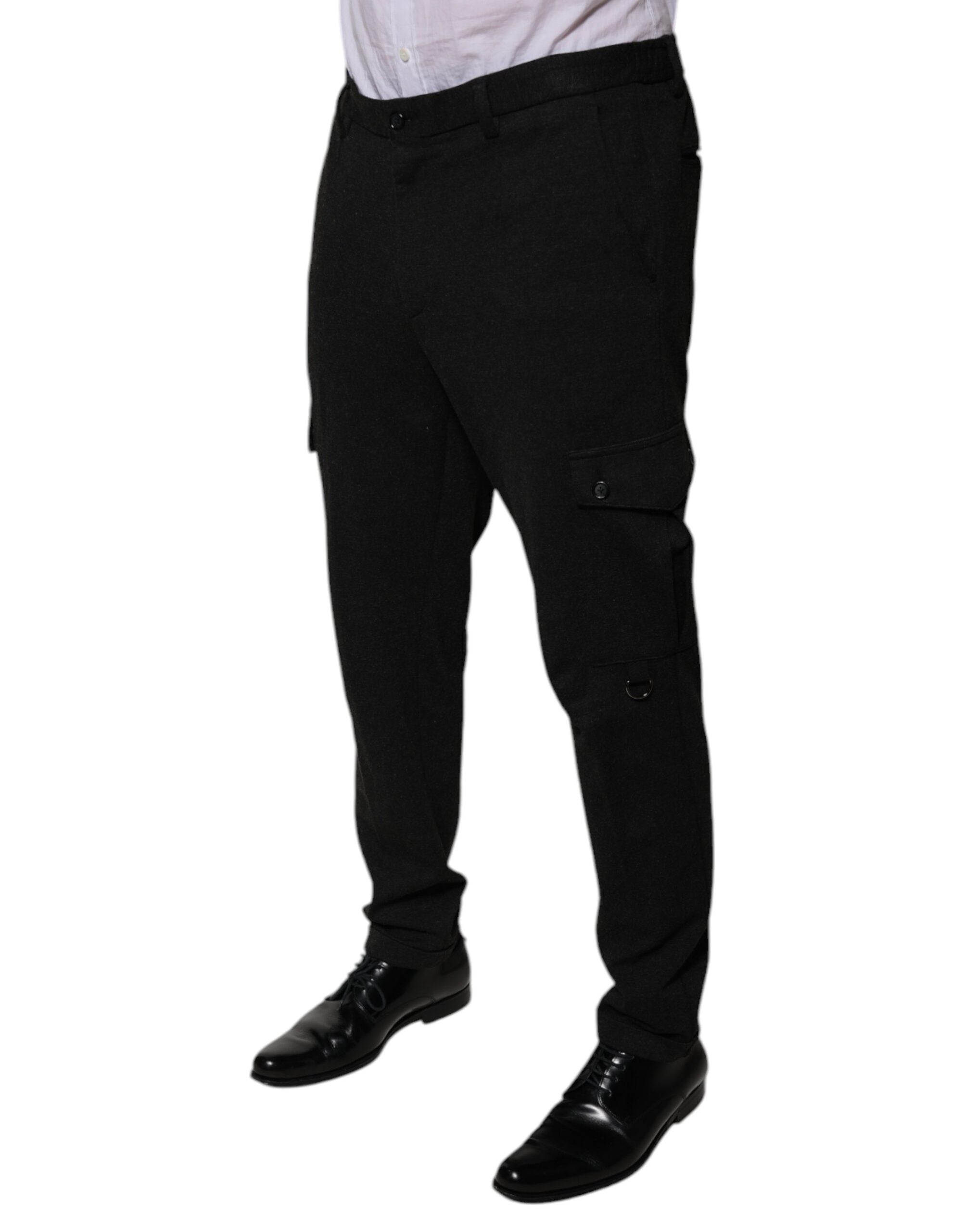 Dolce & Gabbana Schwarze Viskose Cargo Herren Freizeithosen-3