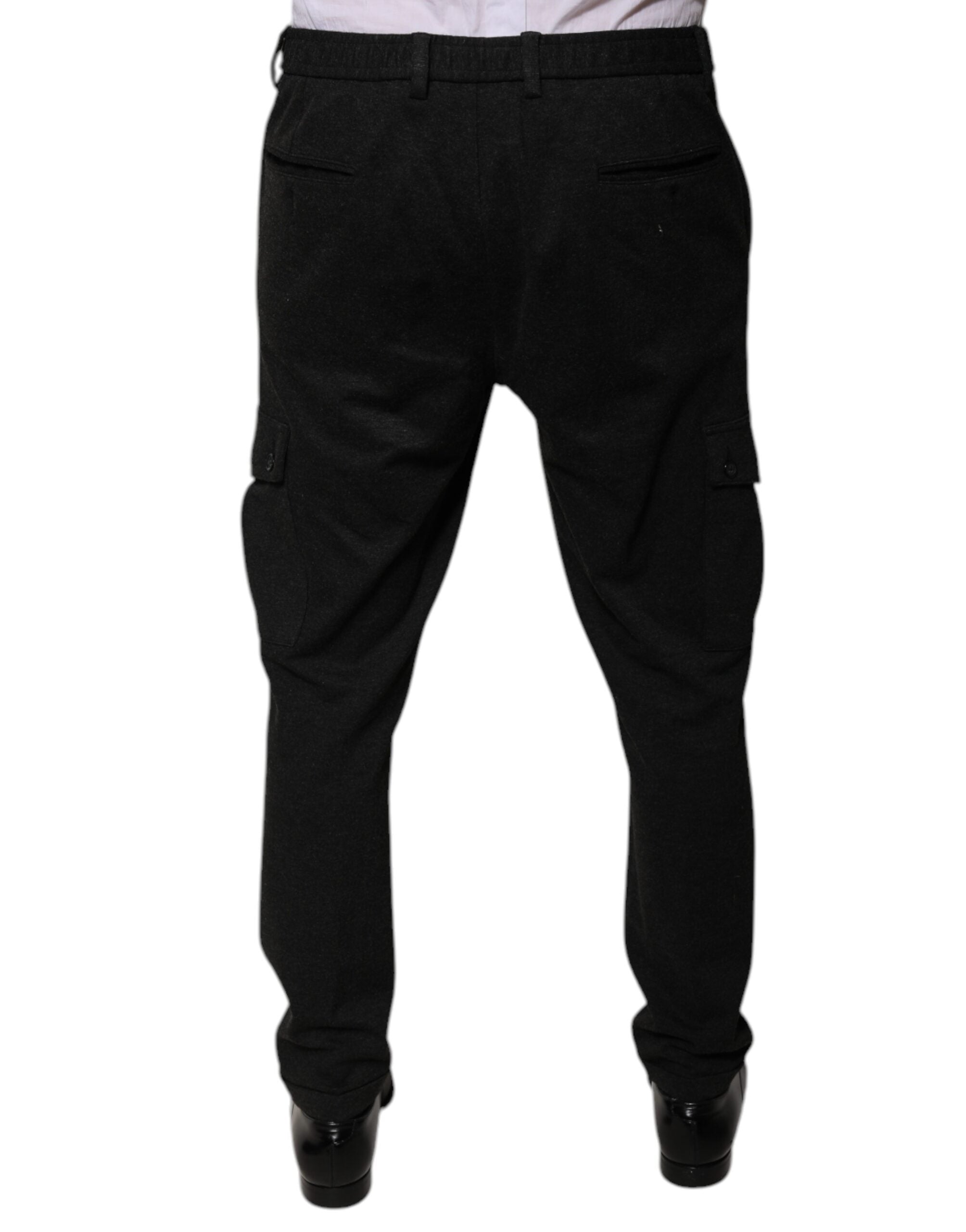 Dolce & Gabbana Schwarze Viskose Cargo Herren Freizeithosen-4
