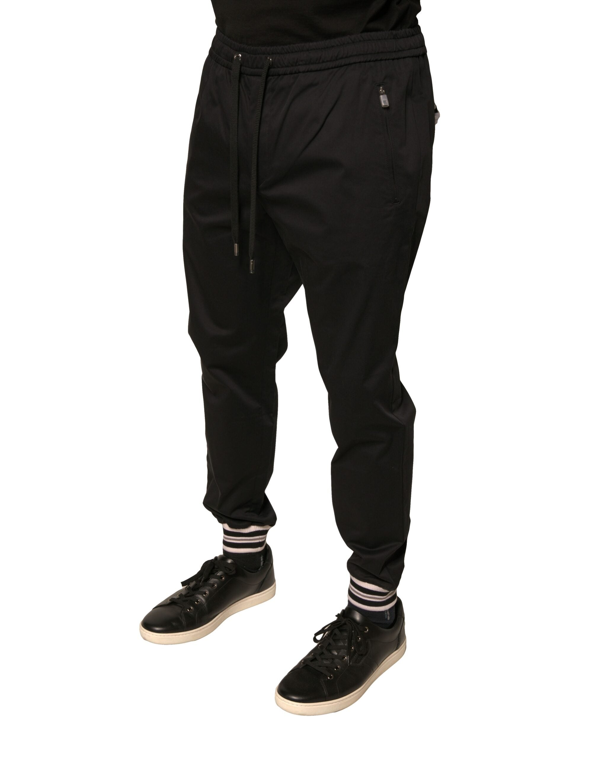 Pantalones deportivos negros elásticos de algodón de Dolce & Gabbana-3