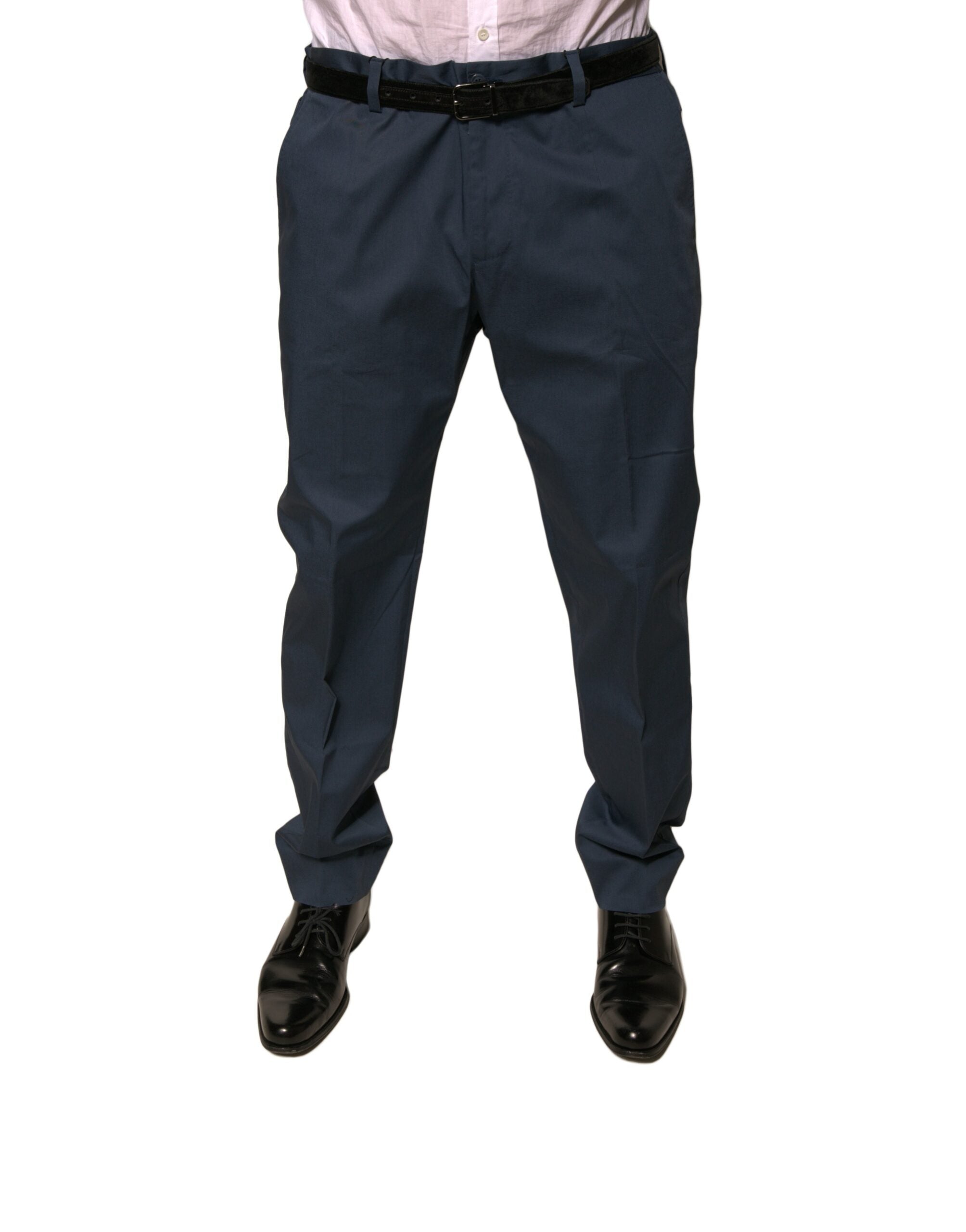 Pantalones de traje ajustados de algodón elástico azul oscuro para hombre de Dolce & Gabbana-2