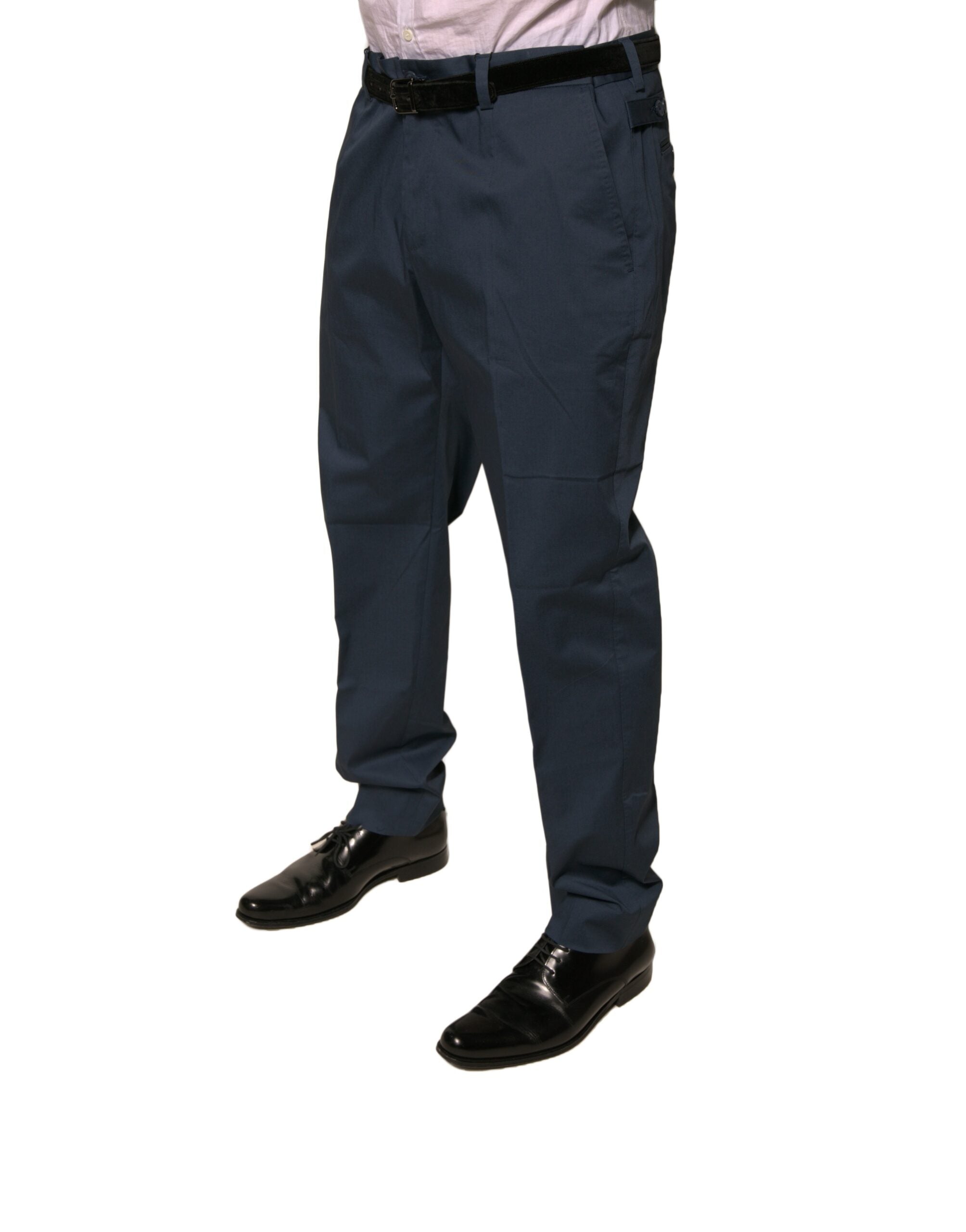 Pantalones de traje ajustados de algodón elástico azul oscuro para hombre de Dolce & Gabbana-3
