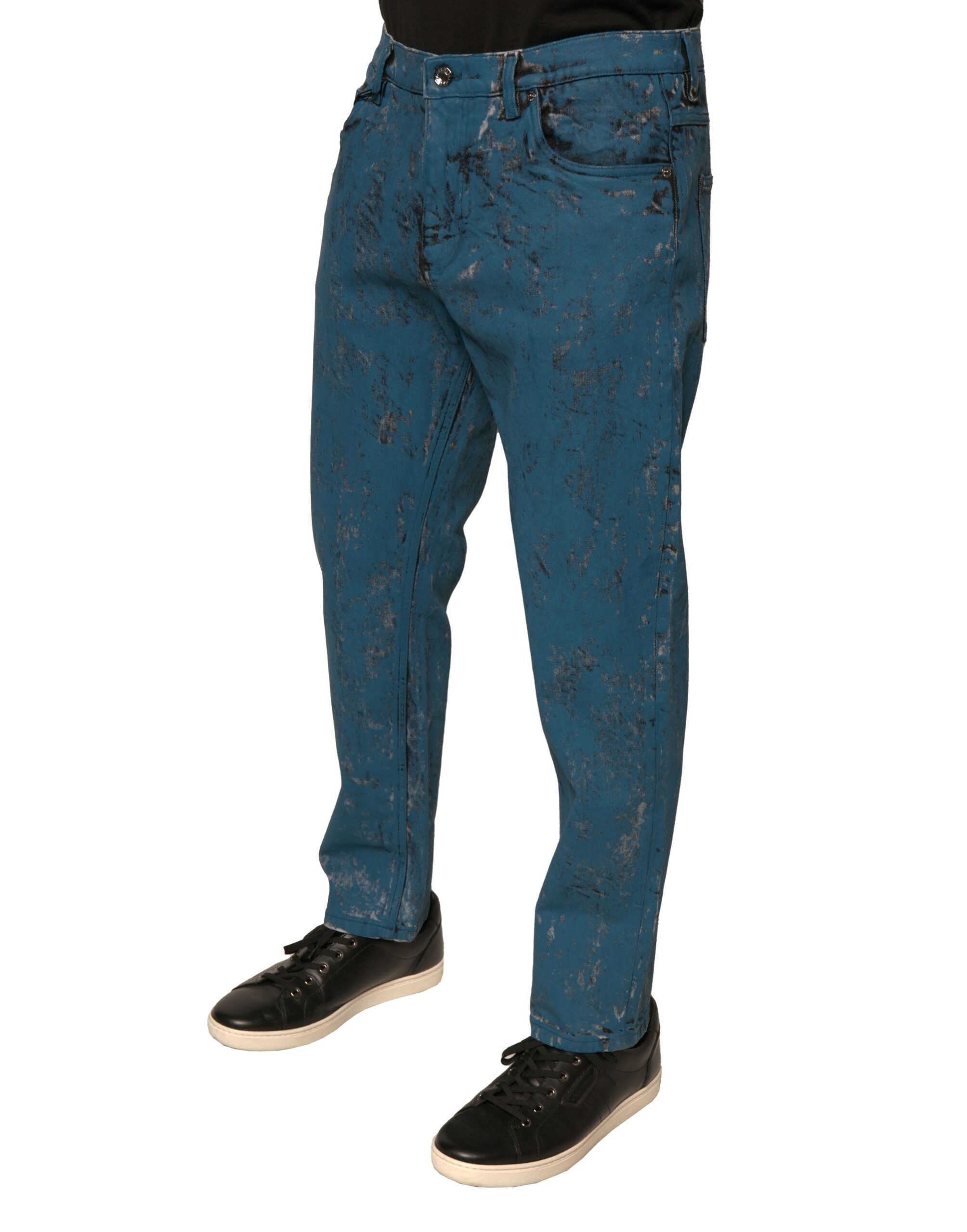 Dolce & Gabbana Blue Logo Cotton Stretch Skinny Denim Jeans-3