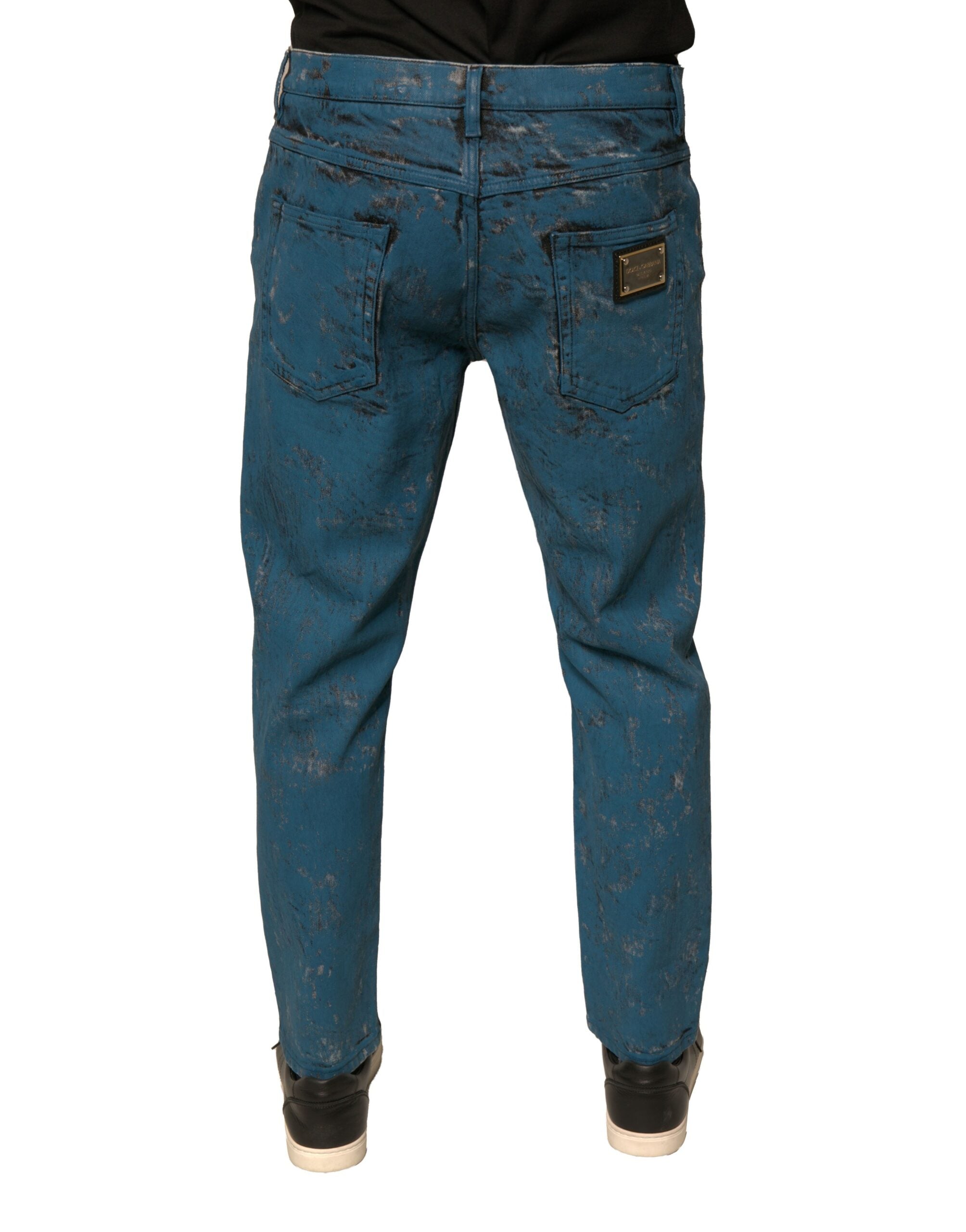 Dolce & Gabbana Blue Logo Cotton Stretch Skinny Denim Jeans-4