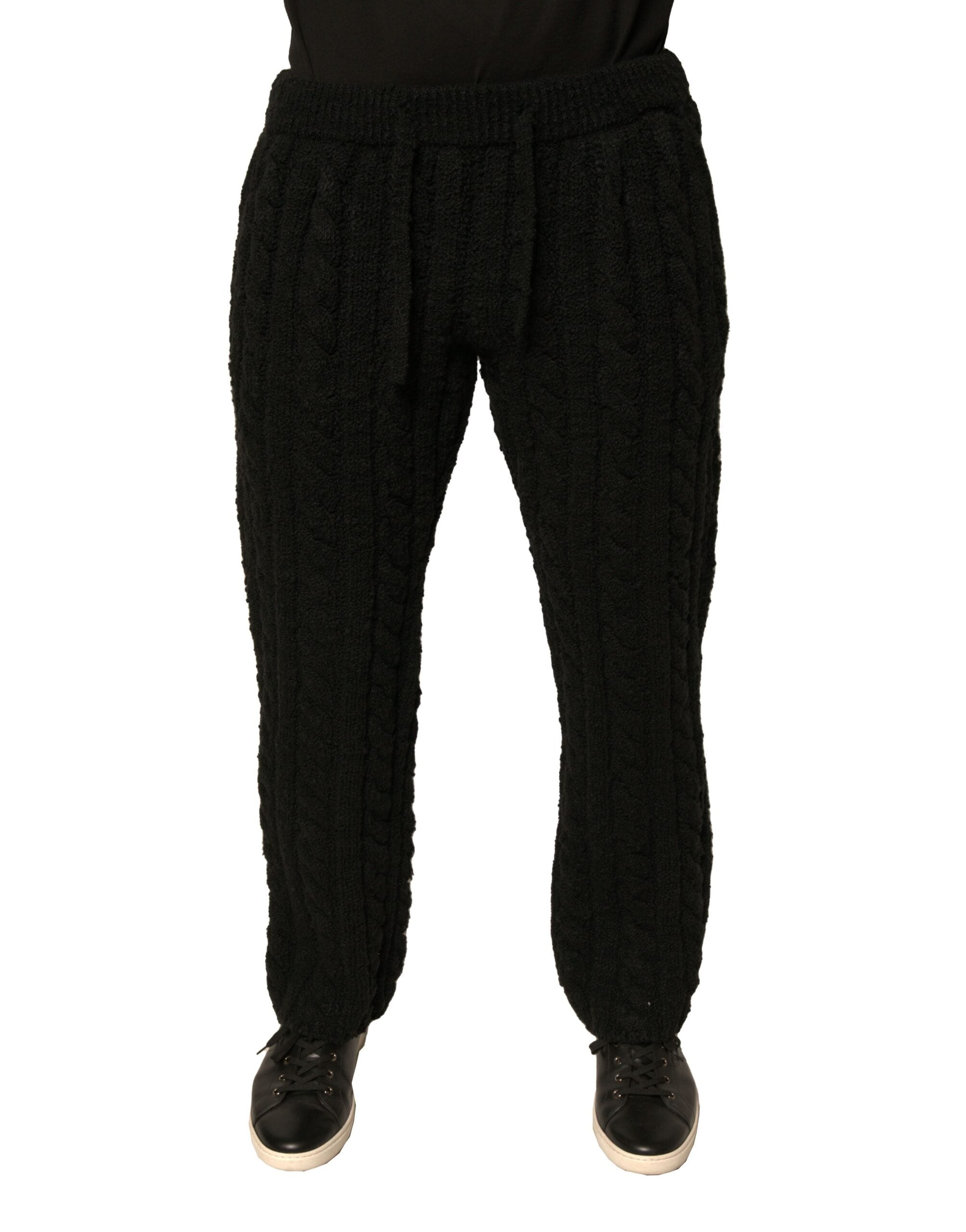 Pantalones ajustados de punto de lana negros de Dolce & Gabbana-2