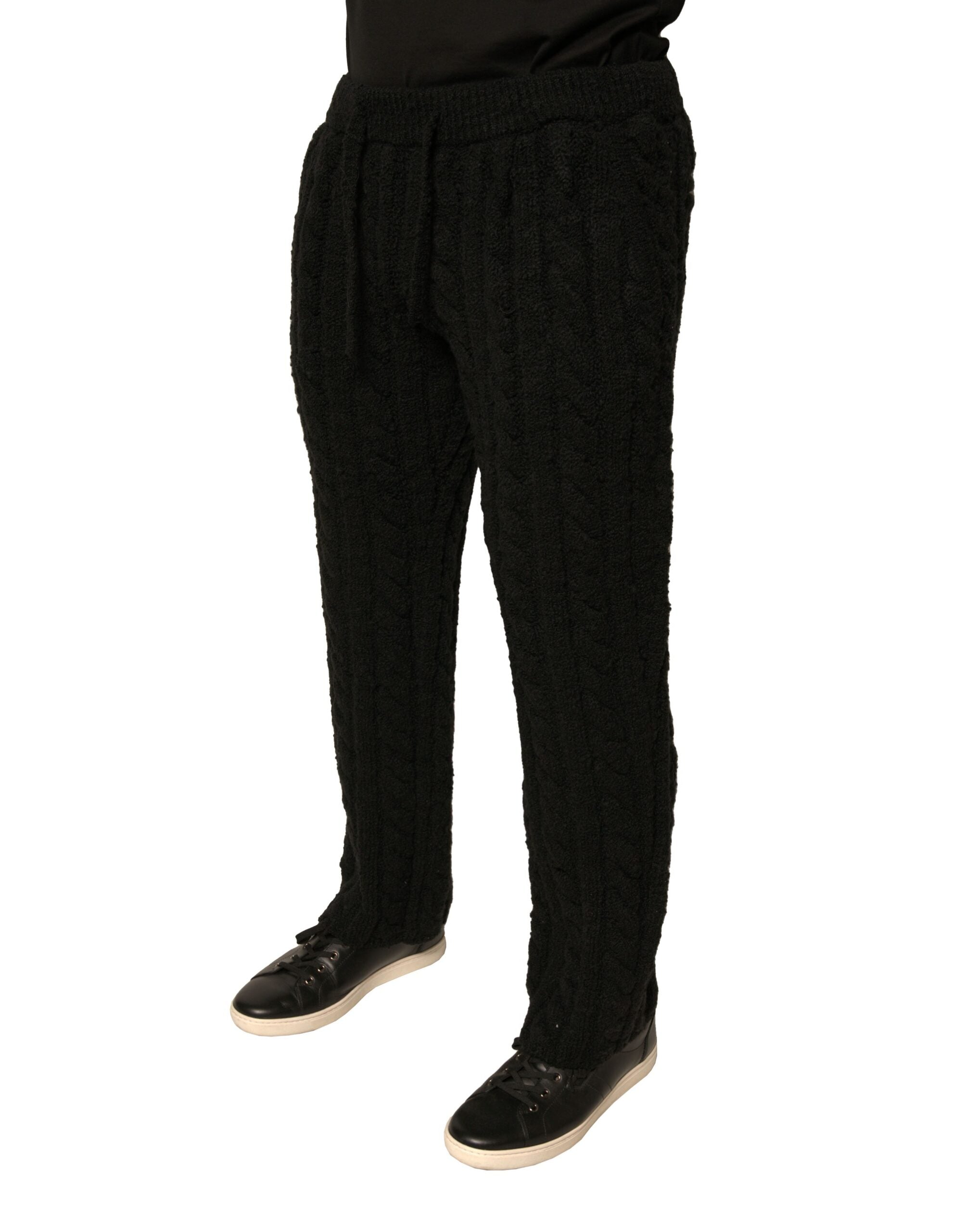 Pantalones ajustados de punto de lana negros de Dolce & Gabbana-3
