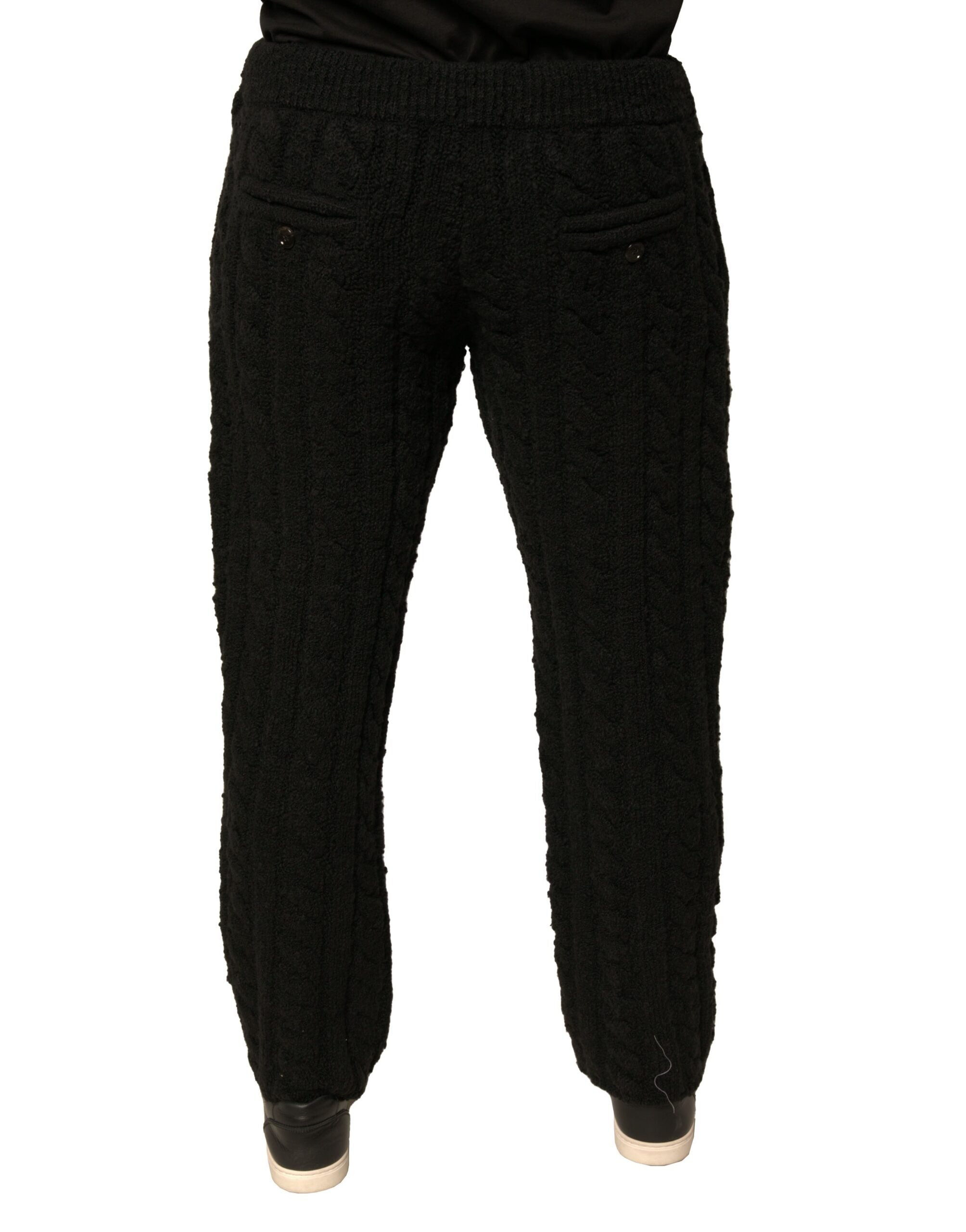 Pantalones ajustados de punto de lana negros de Dolce & Gabbana-4