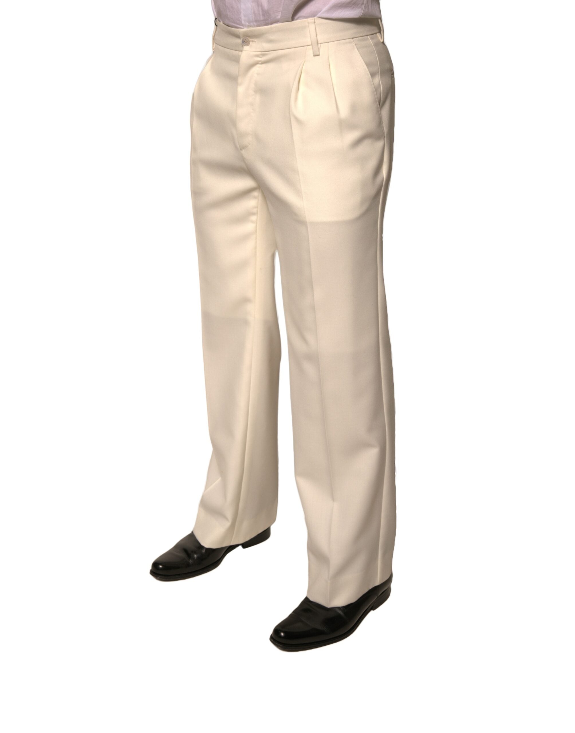 Dolce & Gabbana Off White Straight Dress Pants-3