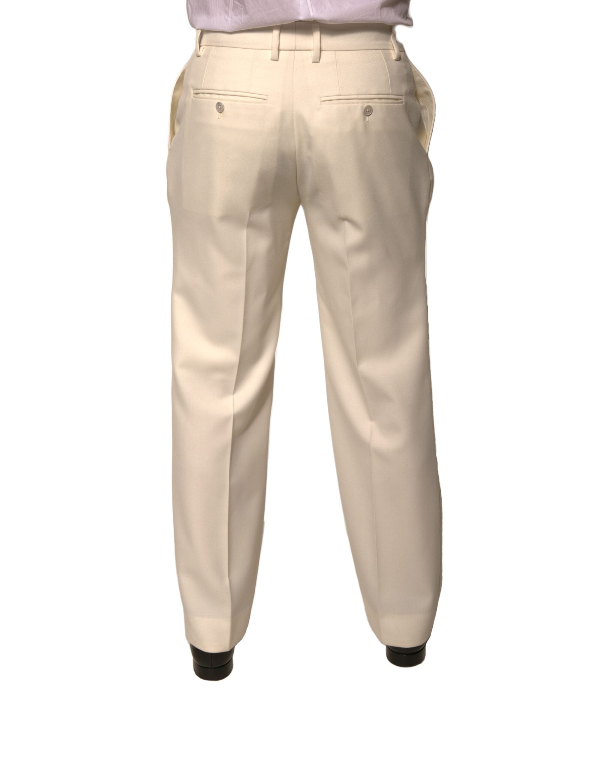 Dolce & Gabbana Off White Straight Dress Pants-4