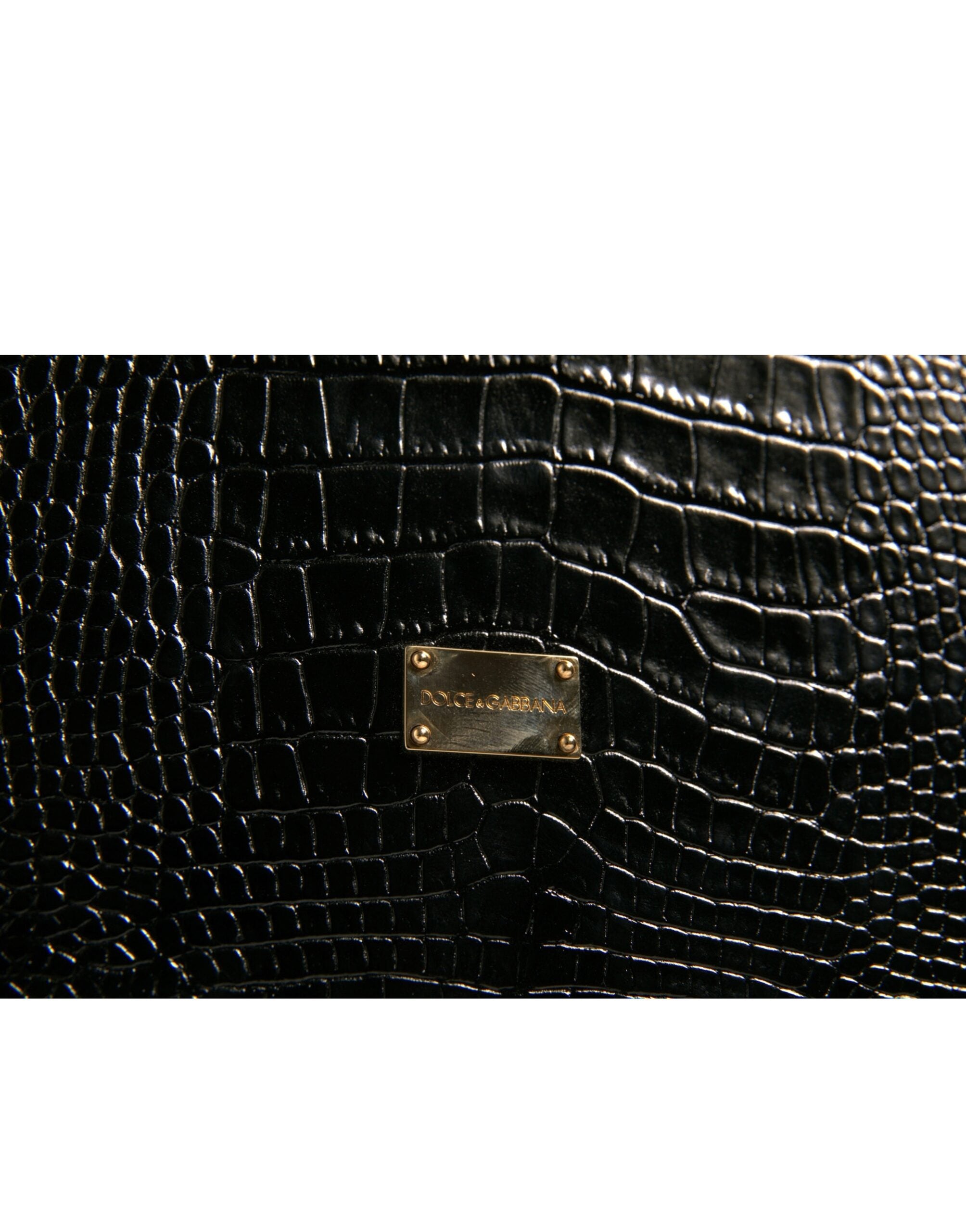 Dolce & Gabbana Elegant Black Leather Logo Plaque Holder Catalog Case-2