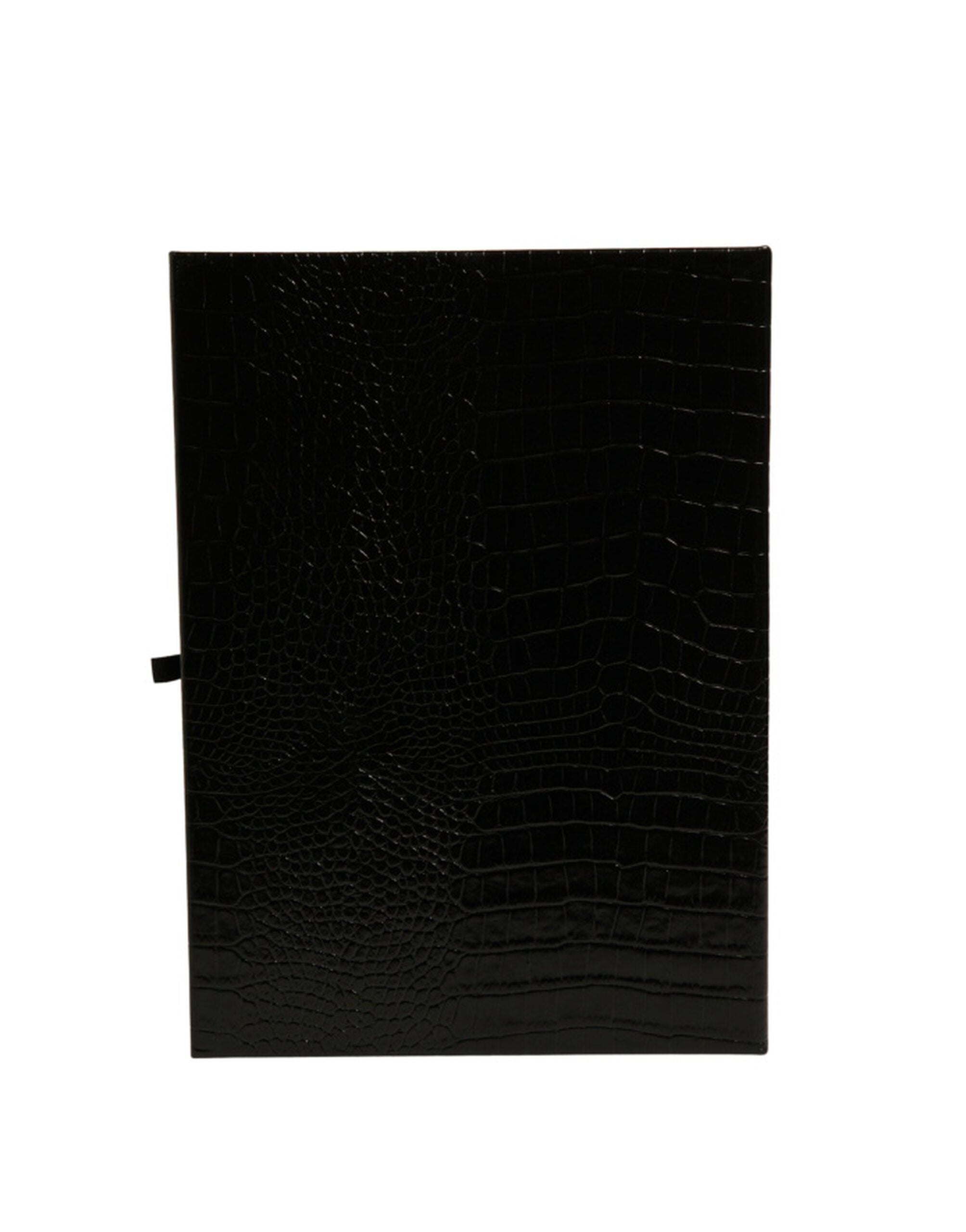 Dolce & Gabbana Elegant Black Leather Logo Plaque Holder Catalog Case-4