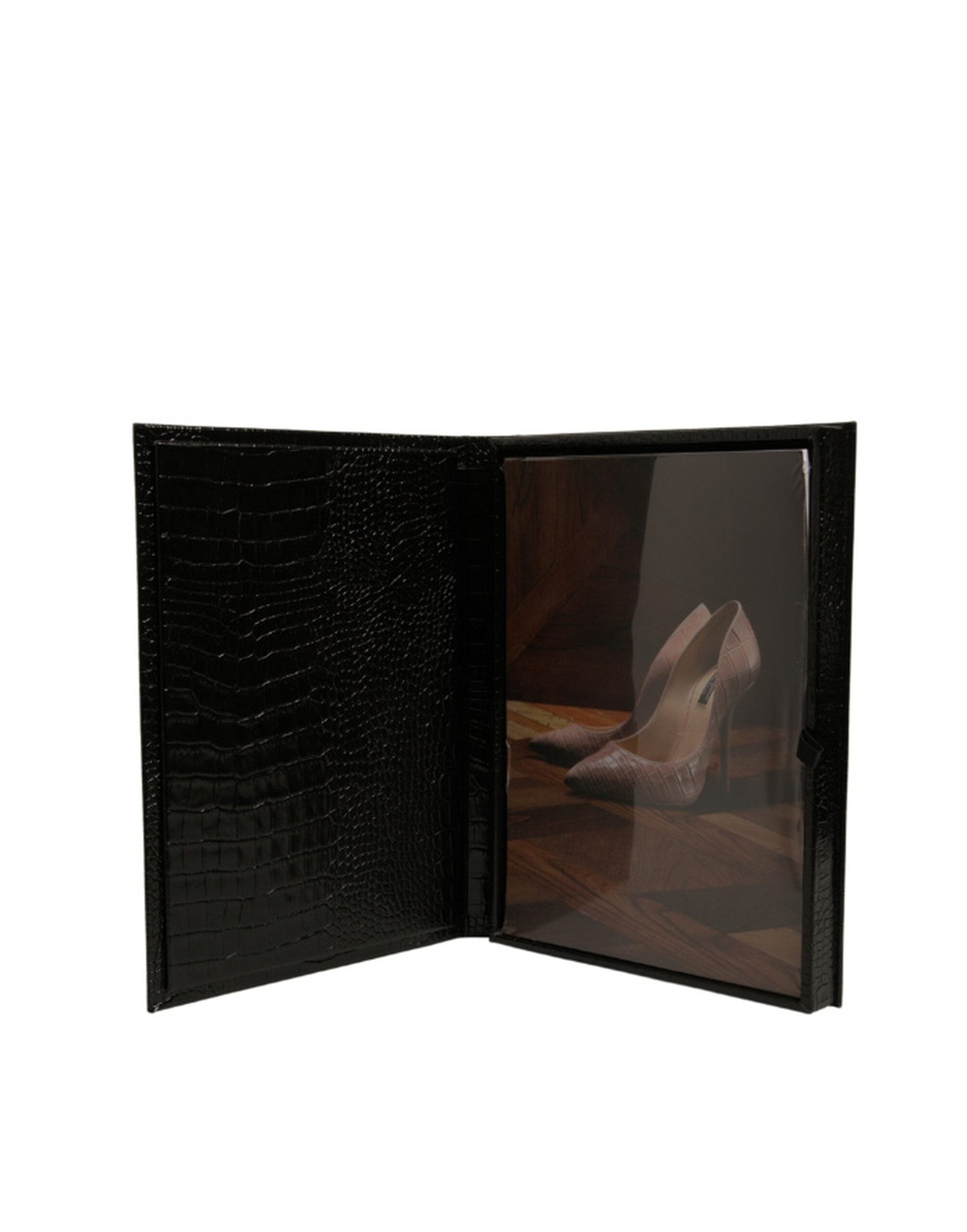 Dolce & Gabbana Elegant Black Leather Logo Plaque Holder Catalog Case-5