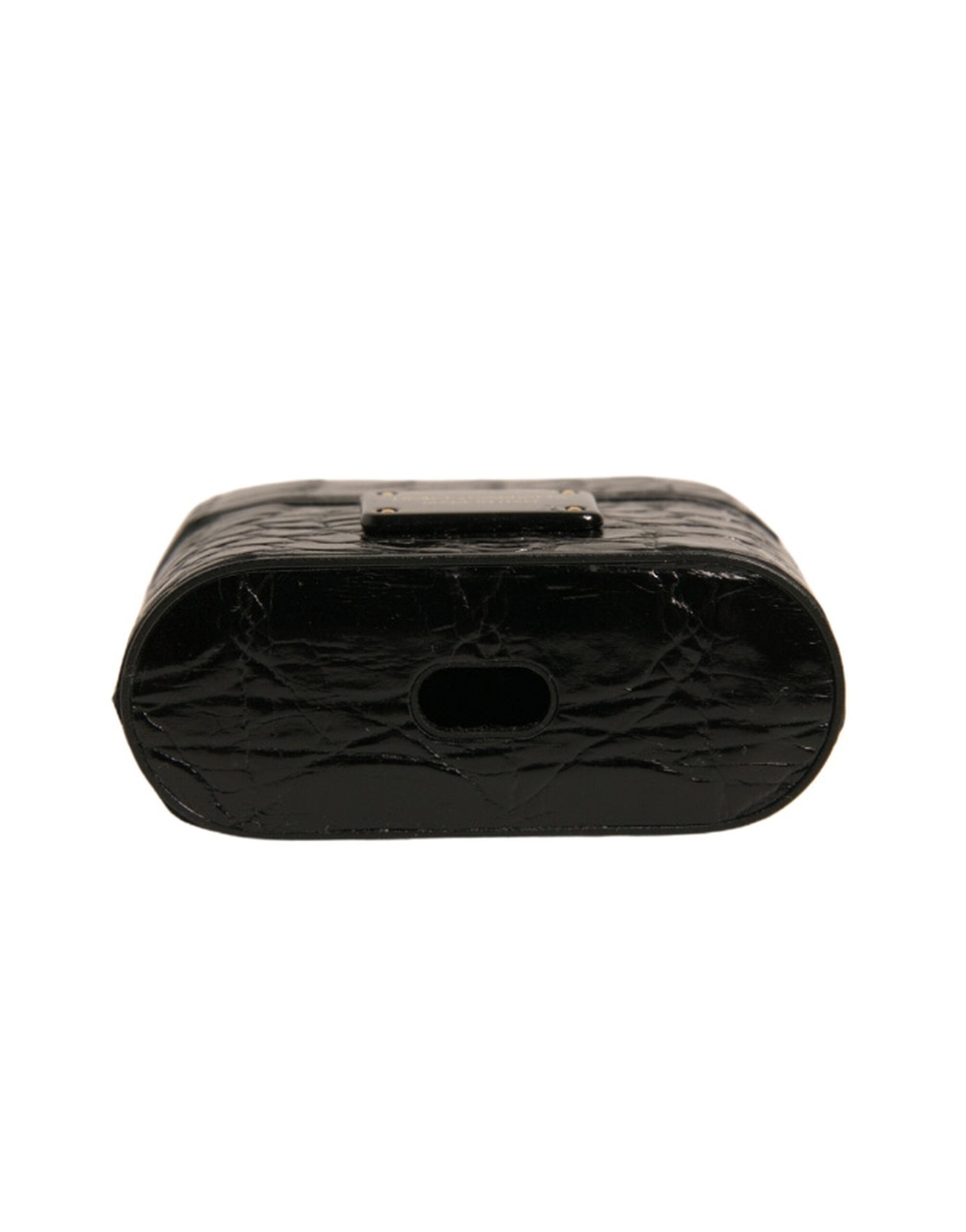 Estuche para AirPods con placa metálica y logotipo de Dolce & Gabbana en cuero negro-5