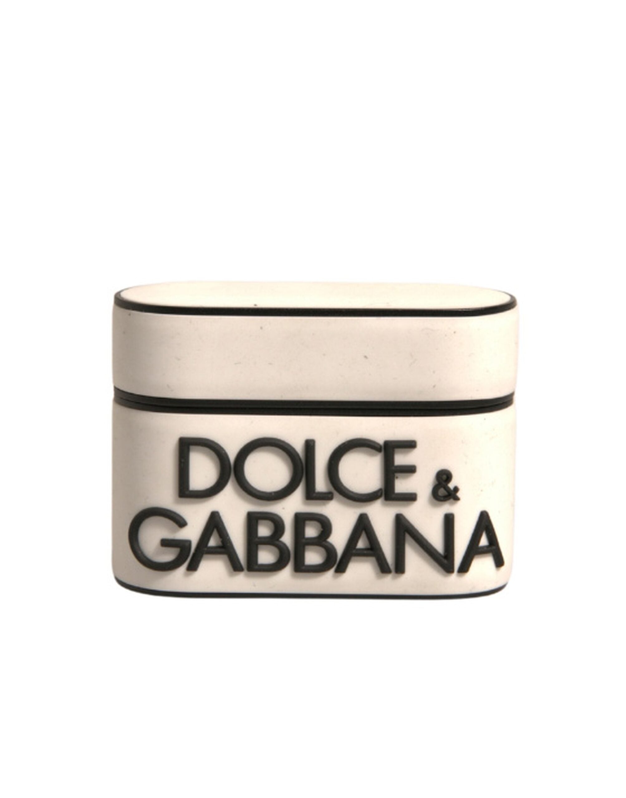 Dolce & Gabbana White PVC Embossed Logo Plaque Holder AirPods Case-1