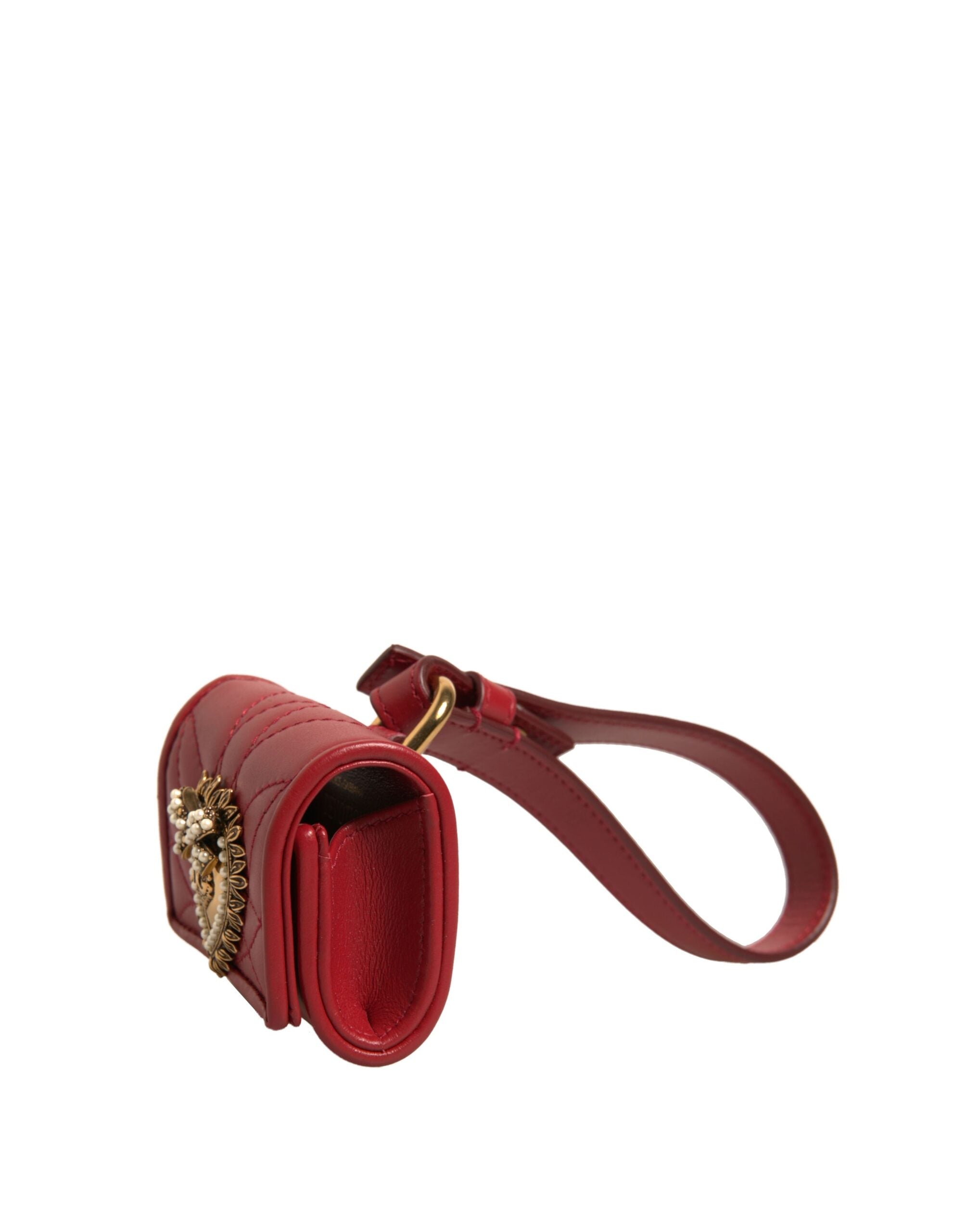 Dolce & Gabbana Schwarzes Leder Devotion Heart Strap Airpod Case-3