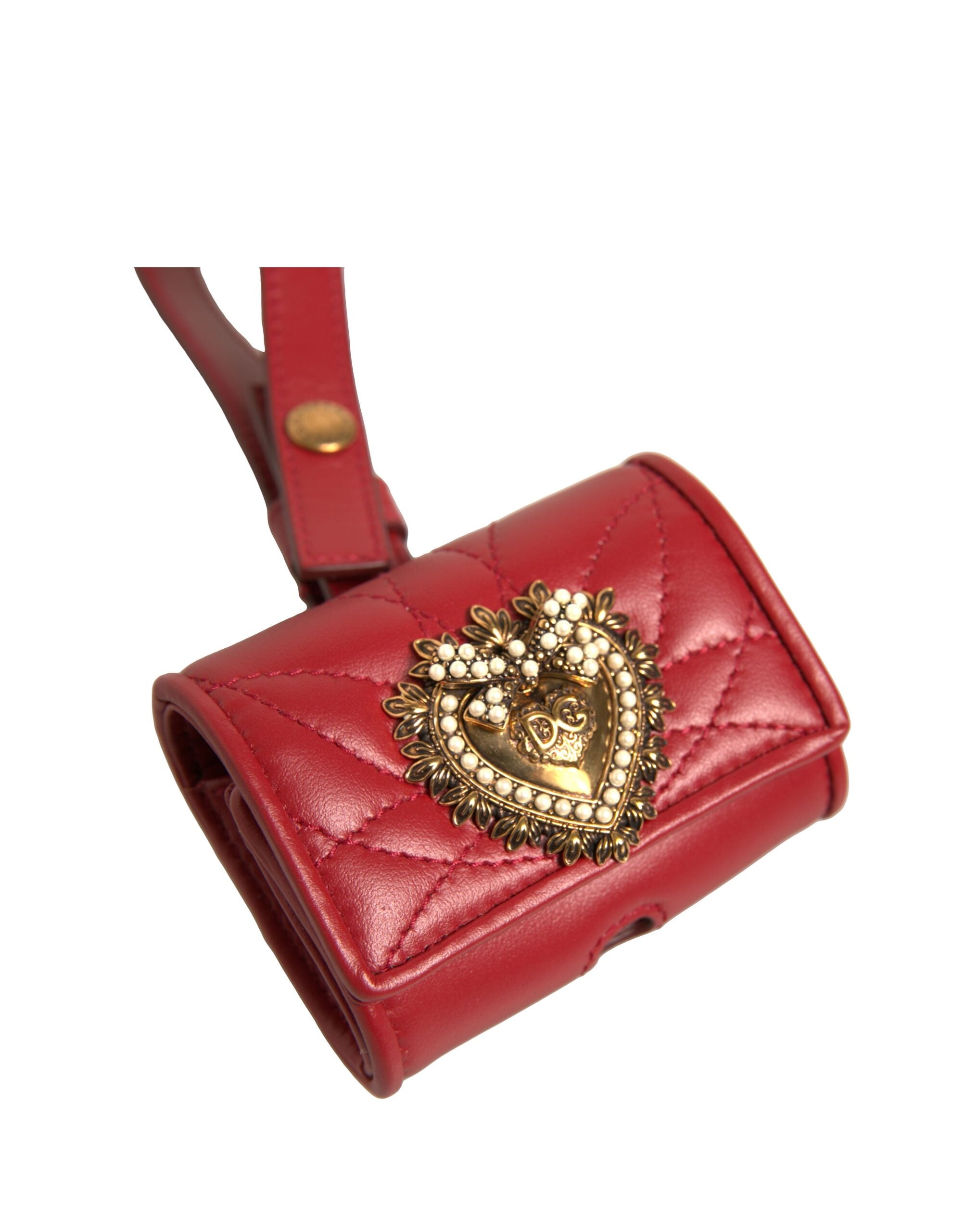 Dolce & Gabbana Schwarzes Leder Devotion Heart Strap Airpod Case-5