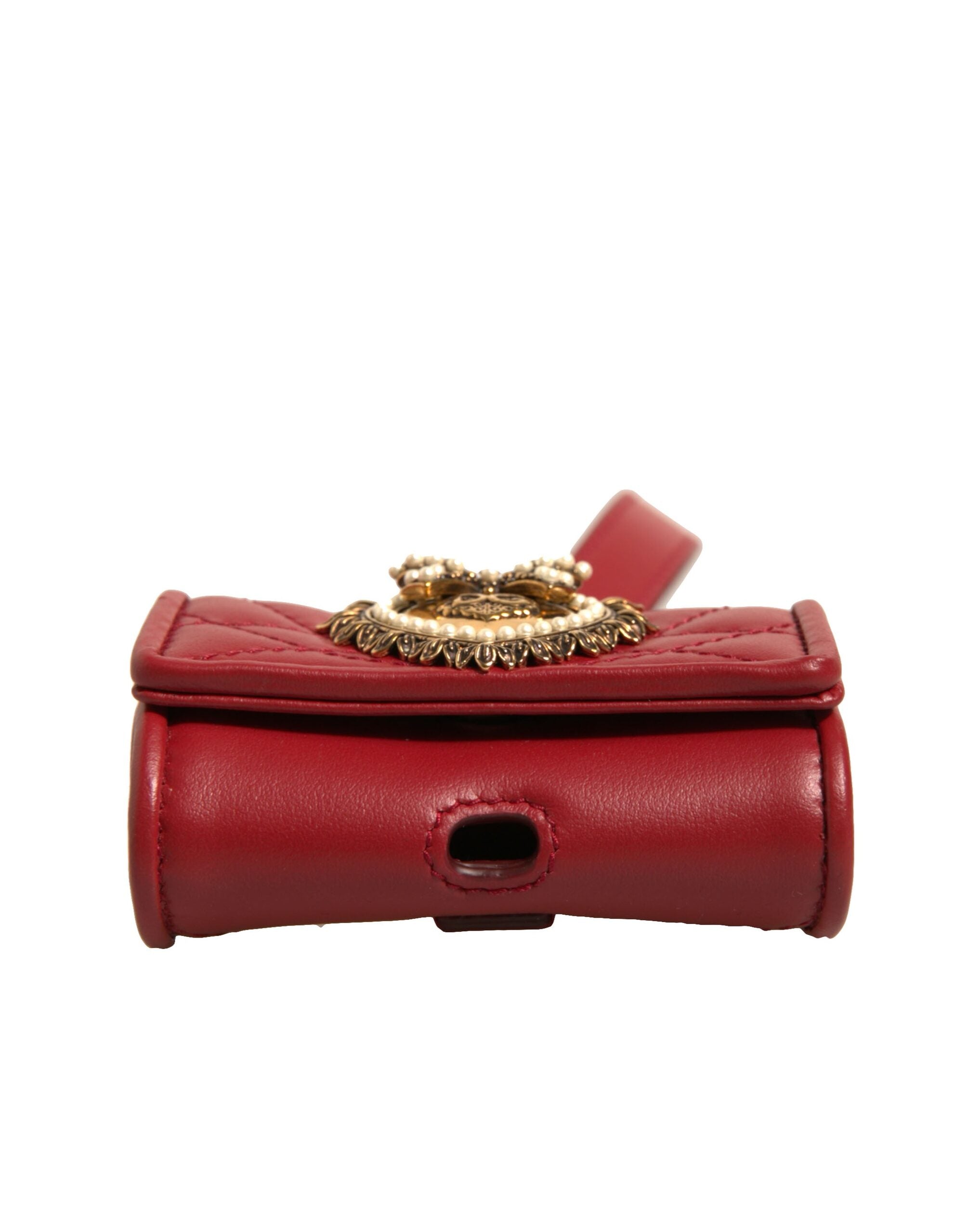 Dolce & Gabbana Schwarzes Leder Devotion Heart Strap Airpod Case-6