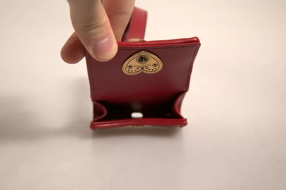 Dolce & Gabbana Schwarzes Leder Devotion Heart Strap Airpod Case-7