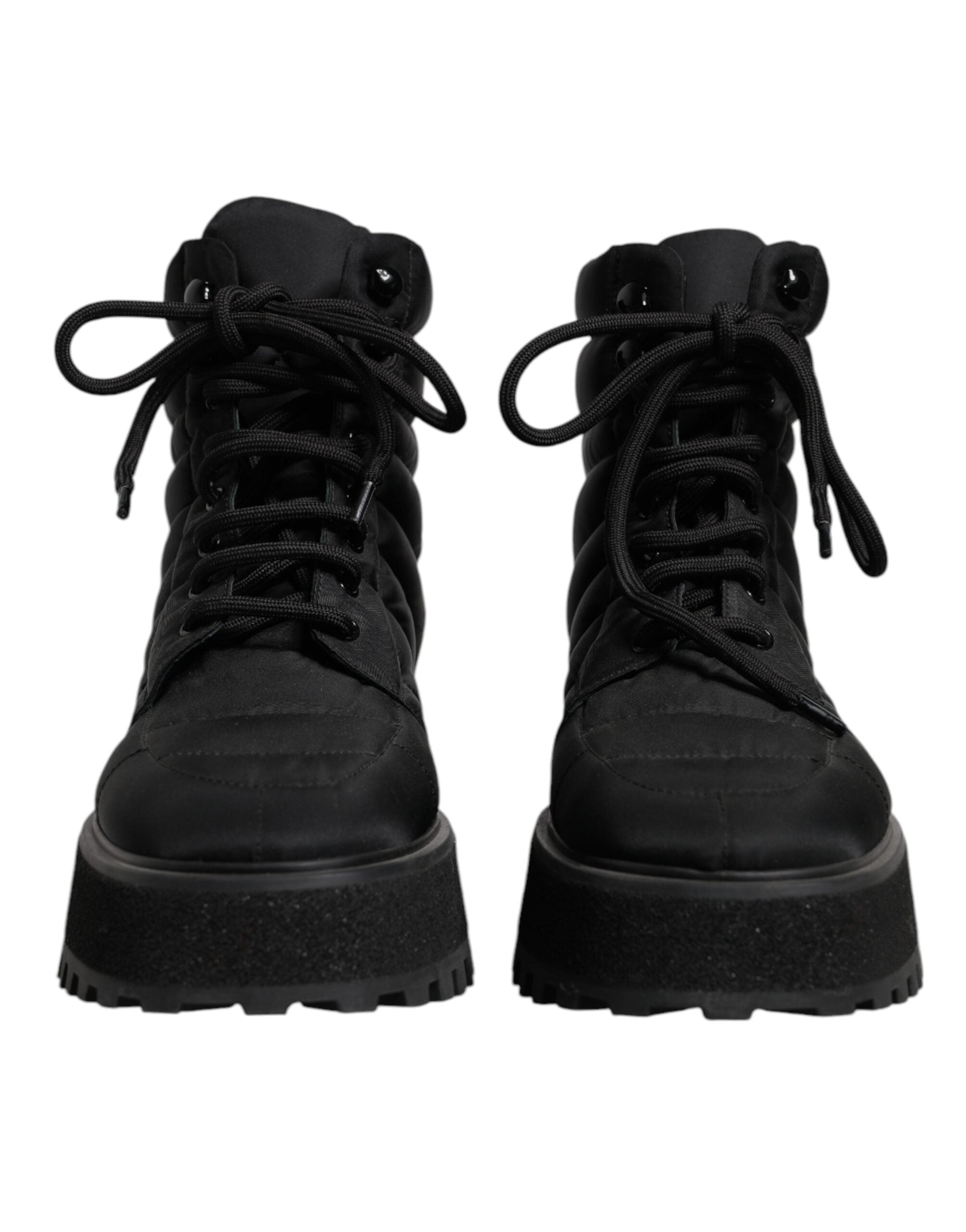 Botas negras acolchadas con cordones a media pantorrilla de Dolce & Gabbana-2