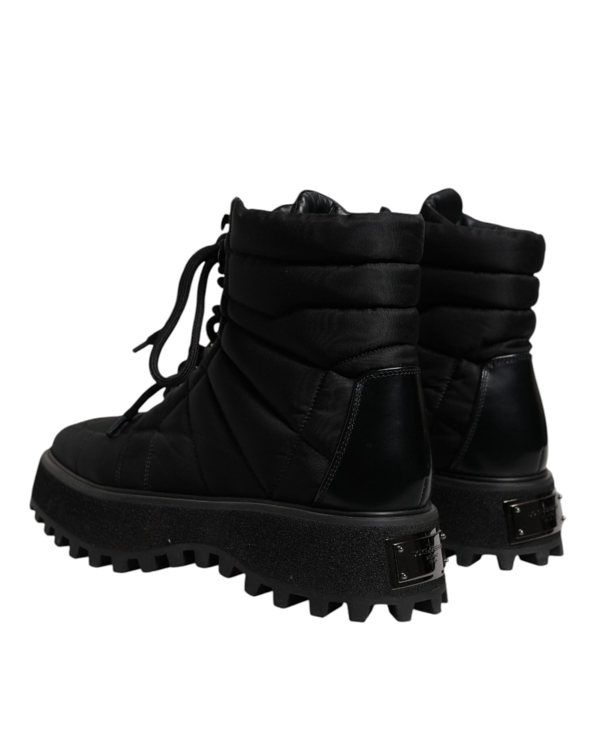 Botas negras acolchadas con cordones a media pantorrilla de Dolce & Gabbana-8
