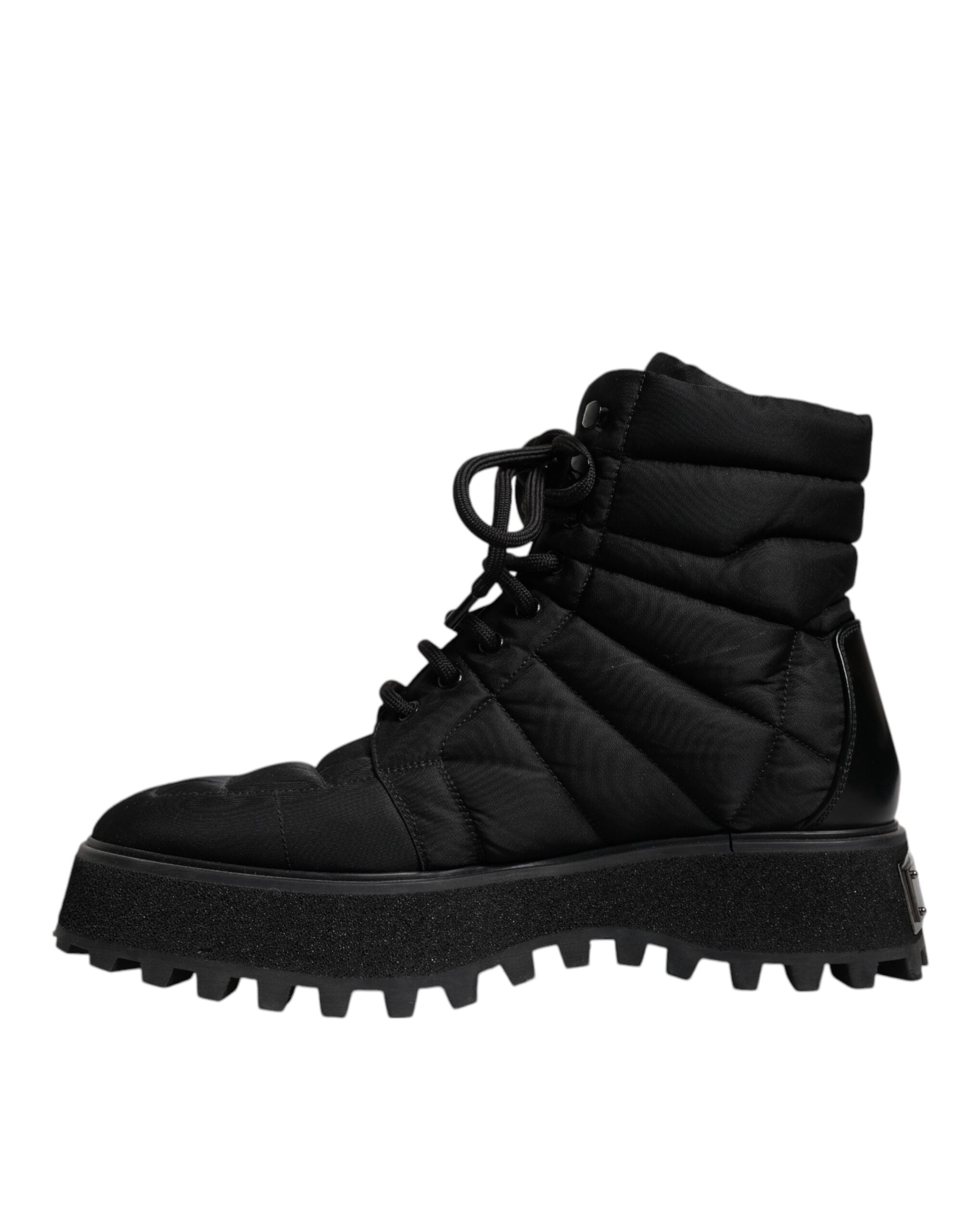 Botas negras acolchadas con cordones a media pantorrilla de Dolce & Gabbana-7