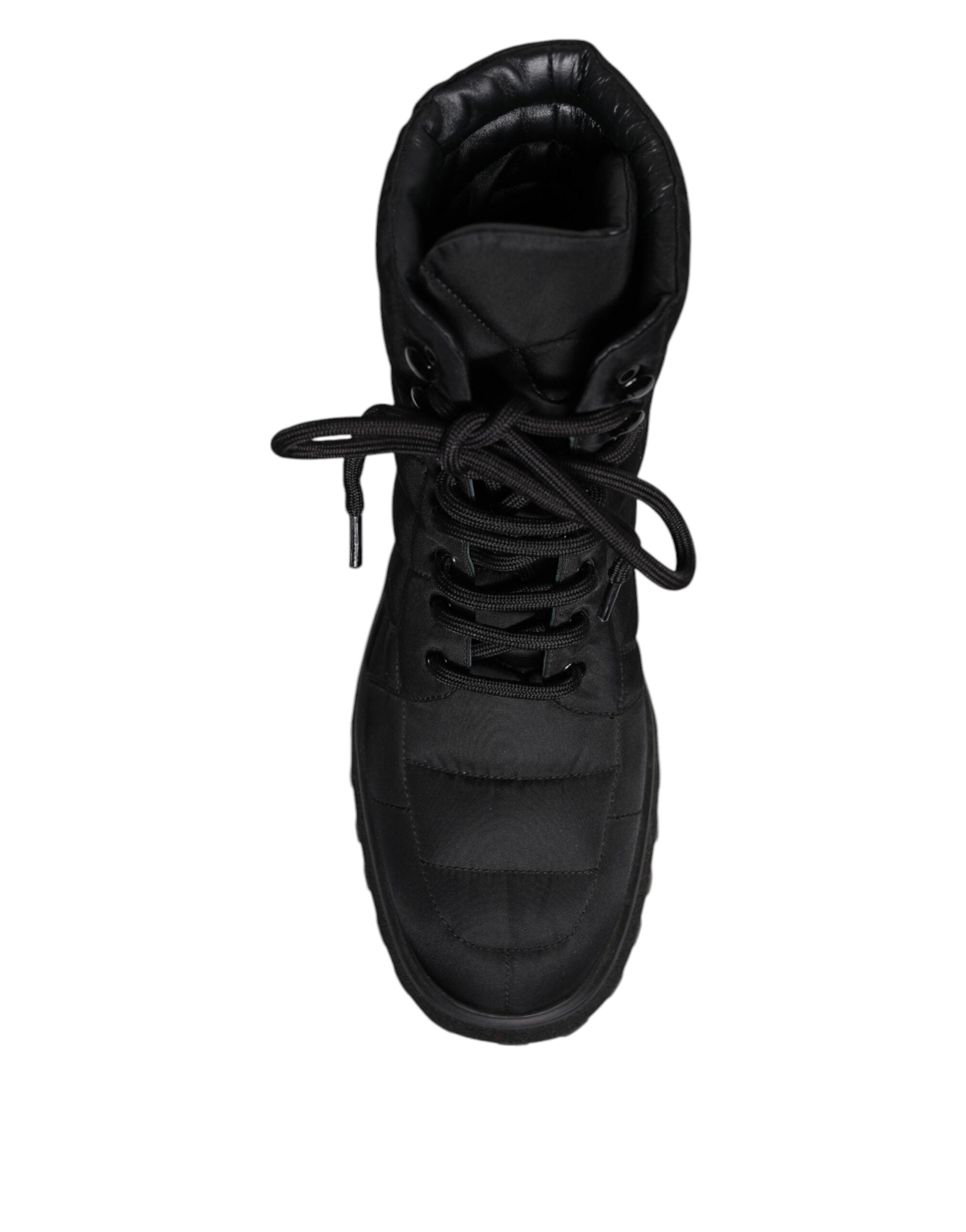 Botas negras acolchadas con cordones a media pantorrilla de Dolce & Gabbana-4