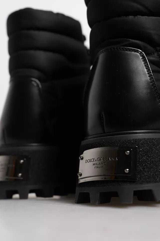Botas negras acolchadas con cordones a media pantorrilla de Dolce & Gabbana-3