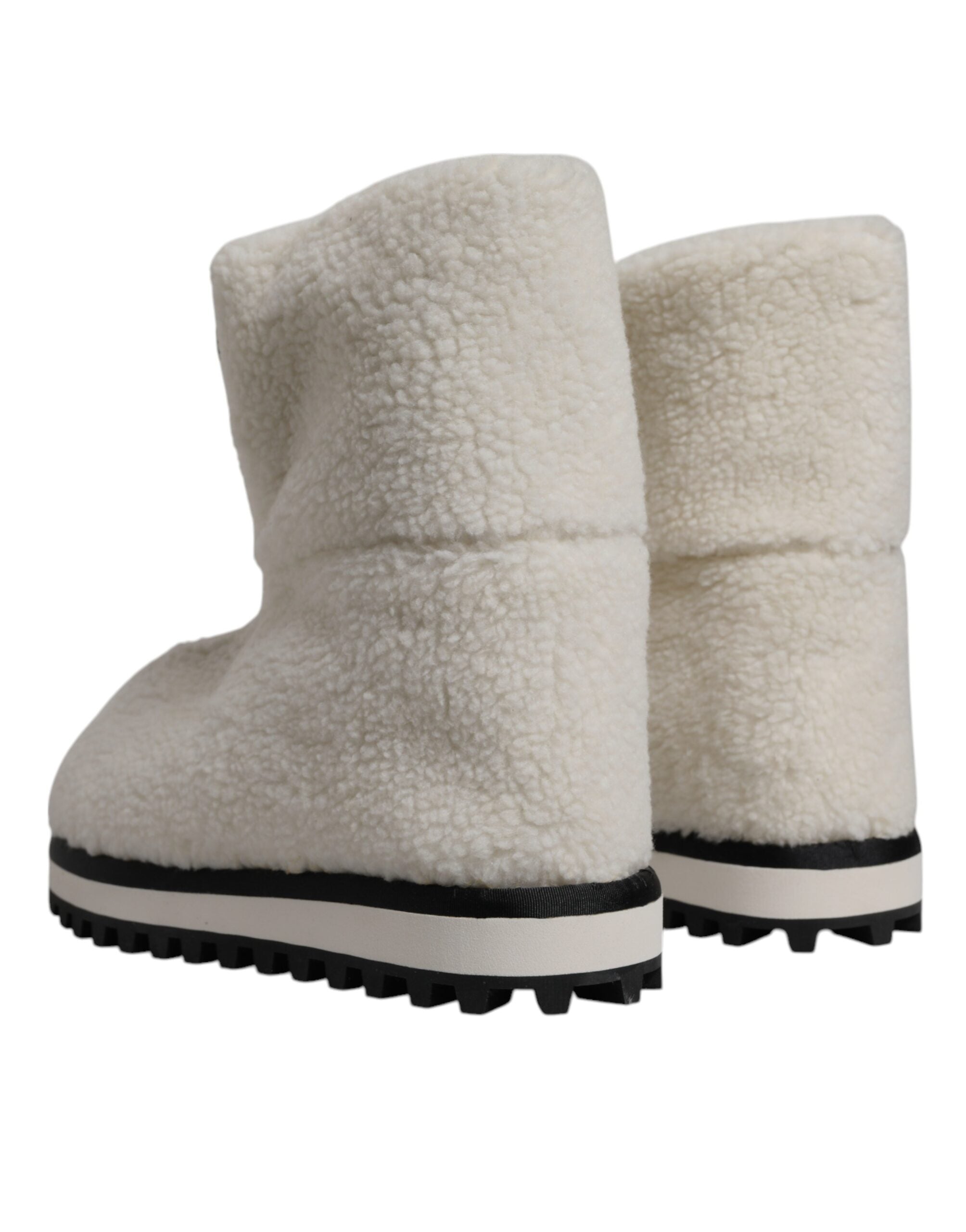 Botas de media pantorrilla acolchadas con logo de felpa blanca de Dolce & Gabbana-4